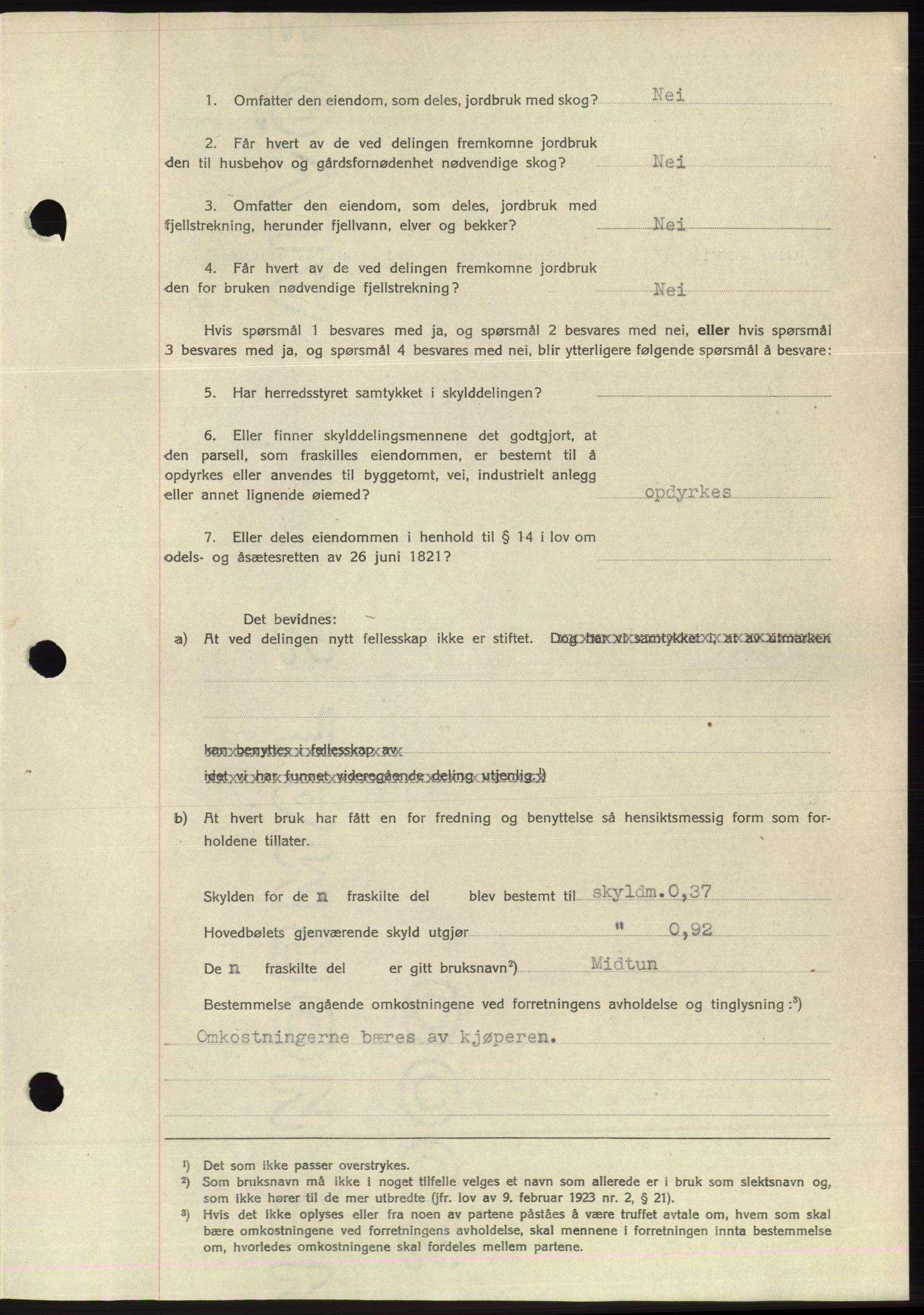 Søre Sunnmøre sorenskriveri, AV/SAT-A-4122/1/2/2C/L0075: Pantebok nr. 1A, 1943-1943, Dagboknr: 1050/1943