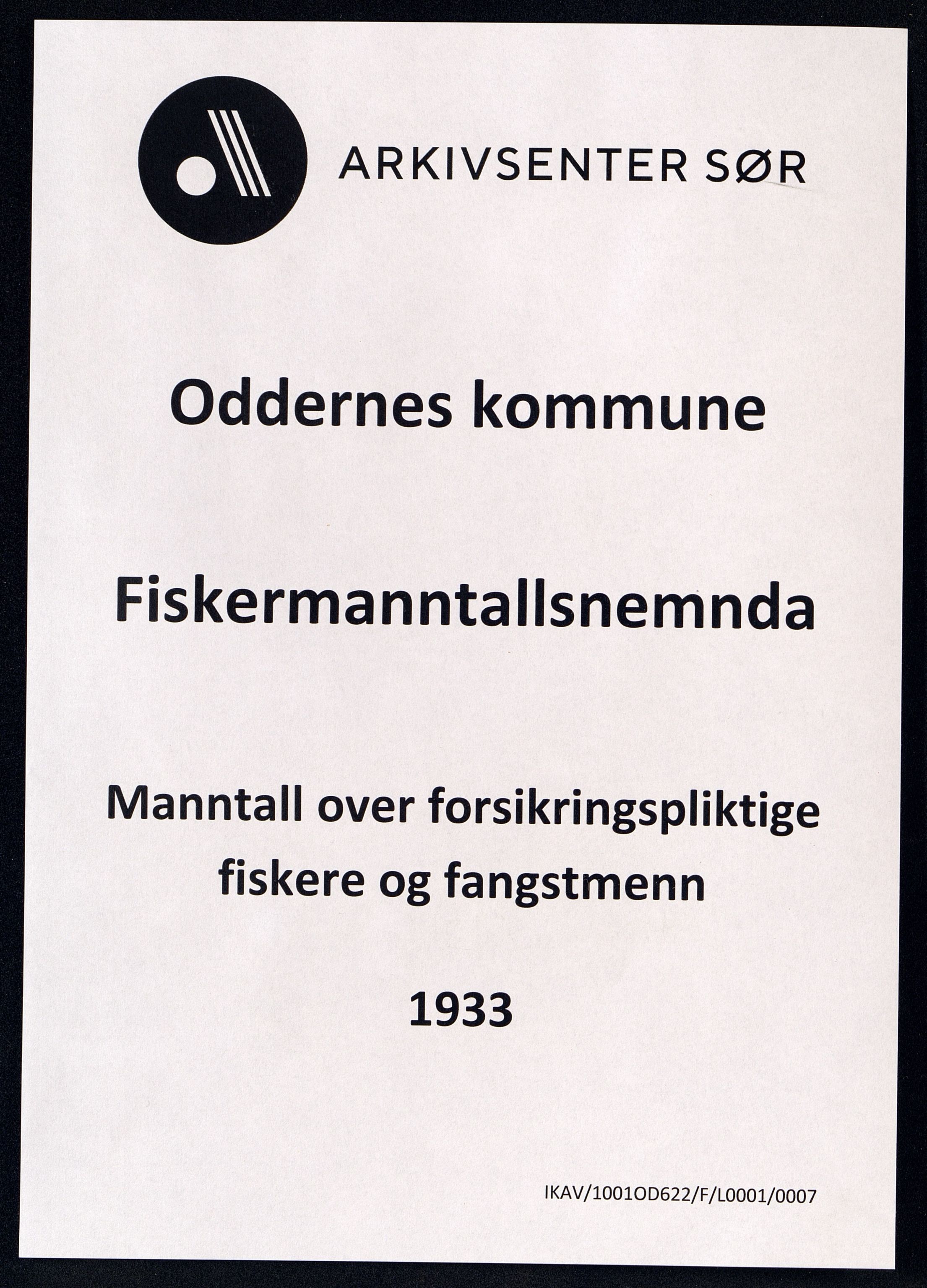 Oddernes kommune - Fiskermanntallnemnda, IKAV/1001OD622/F/L0001/0007: Manntall over forsikringspliktige fiskere og fangstmenn / Manntall over forsikringspliktige fiskere og fangstmenn, 1933