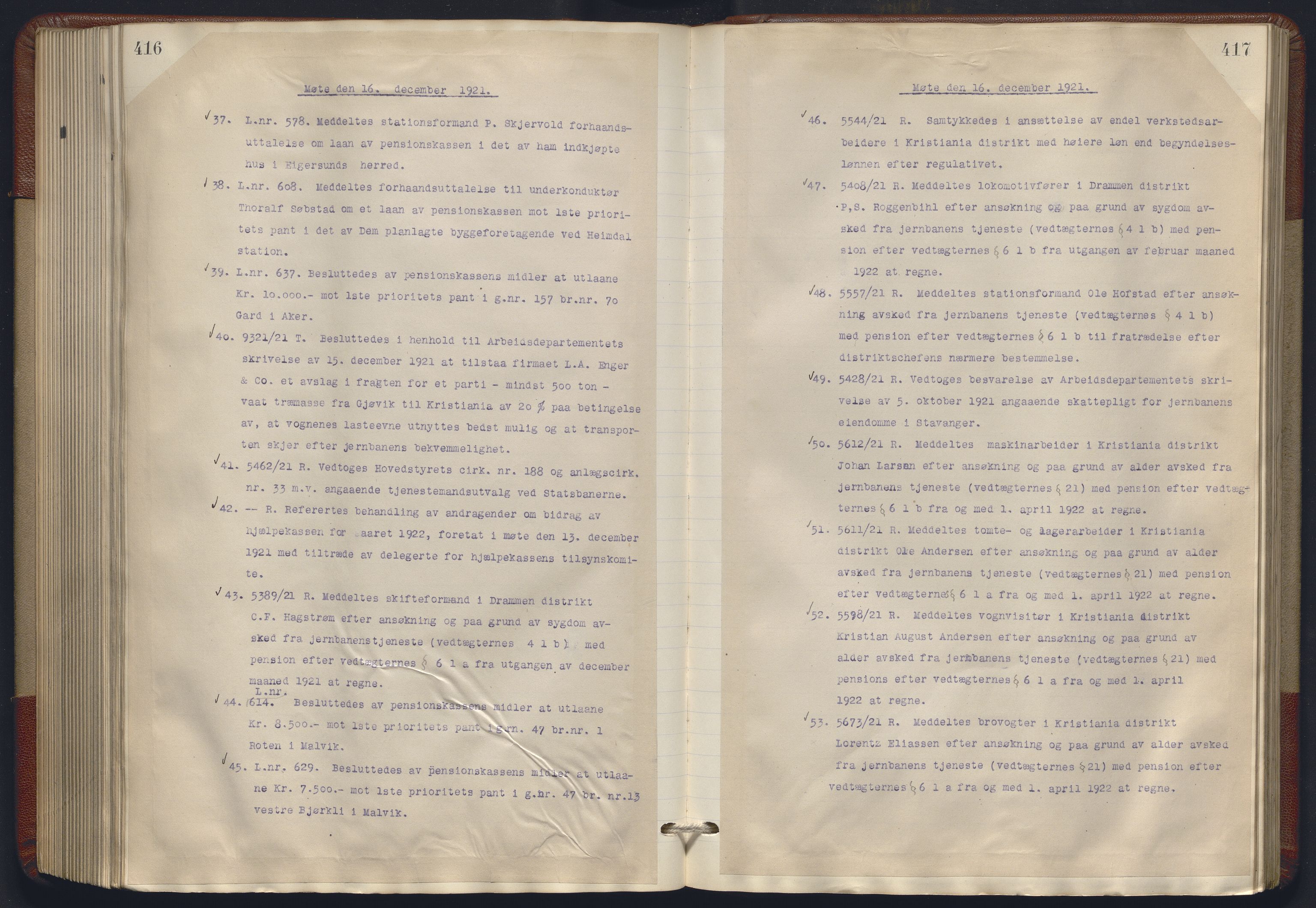 Norges statsbaner, Administrasjons- økonomi- og personalavdelingen, RA/S-3412/A/Aa/L0018: Forhandlingsprotokoll, 1920-1922, s. 416-417