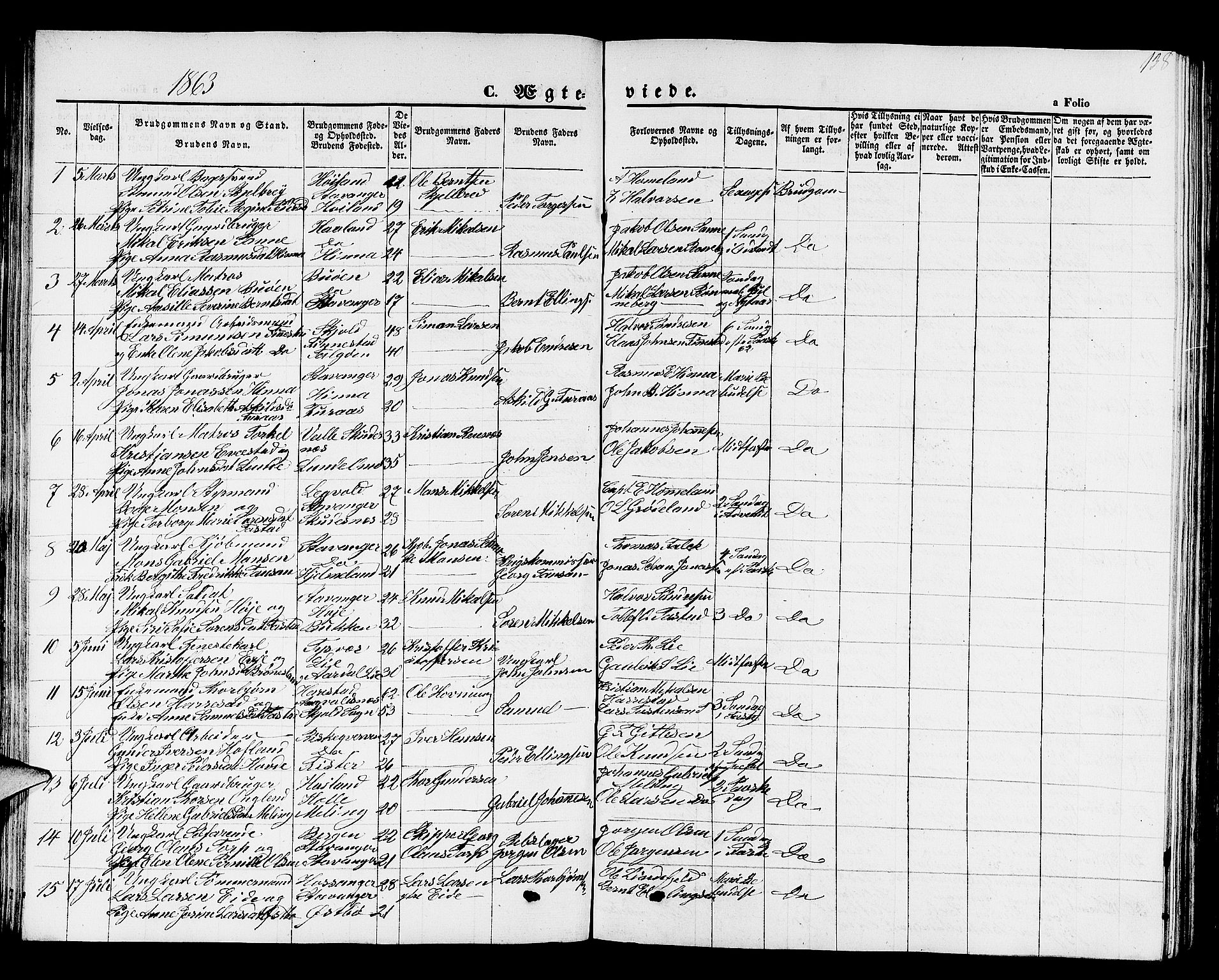 Hetland sokneprestkontor, AV/SAST-A-101826/30/30BB/L0001: Klokkerbok nr. B 1, 1850-1868, s. 138