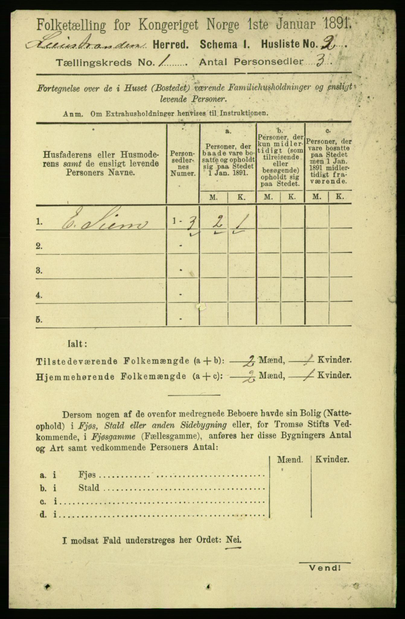 RA, Folketelling 1891 for 1654 Leinstrand herred, 1891, s. 14