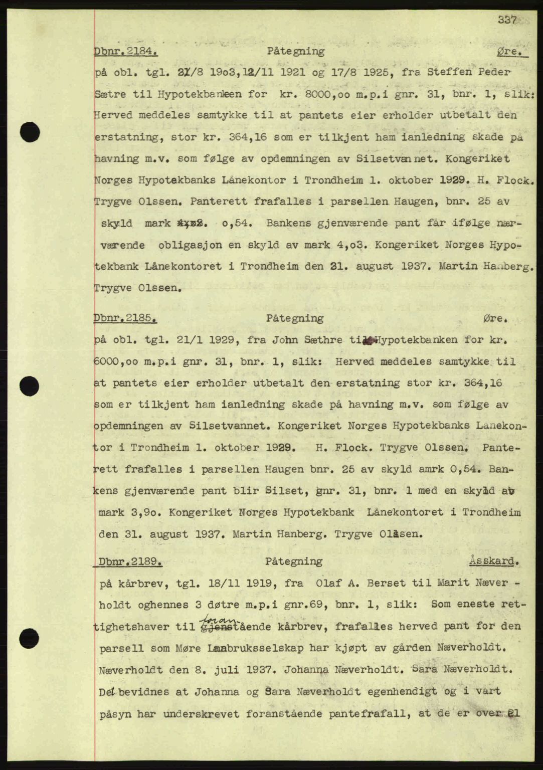 Nordmøre sorenskriveri, SAT/A-4132/1/2/2Ca: Pantebok nr. C80, 1936-1939, Dagboknr: 2184/1937