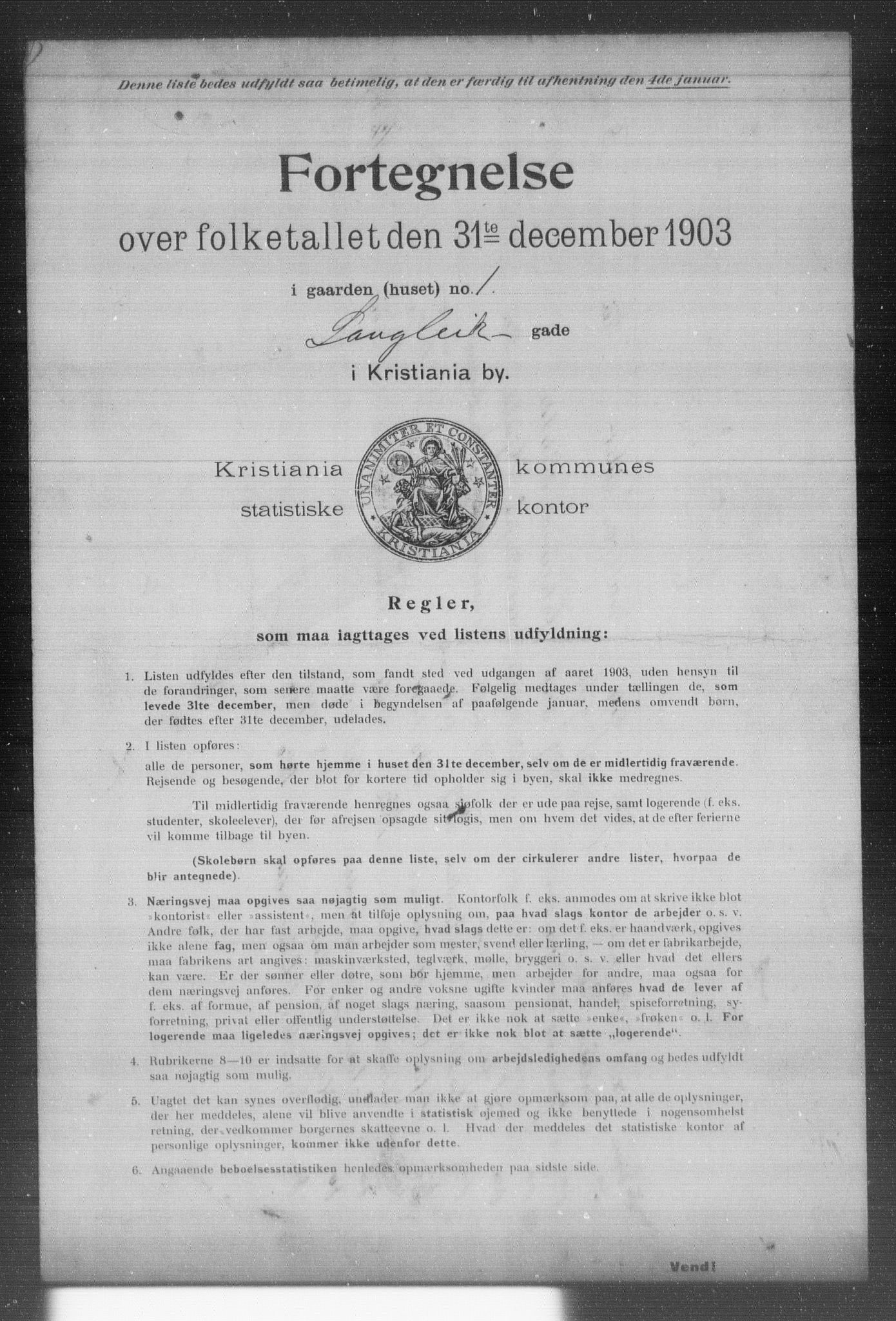OBA, Kommunal folketelling 31.12.1903 for Kristiania kjøpstad, 1903, s. 11205
