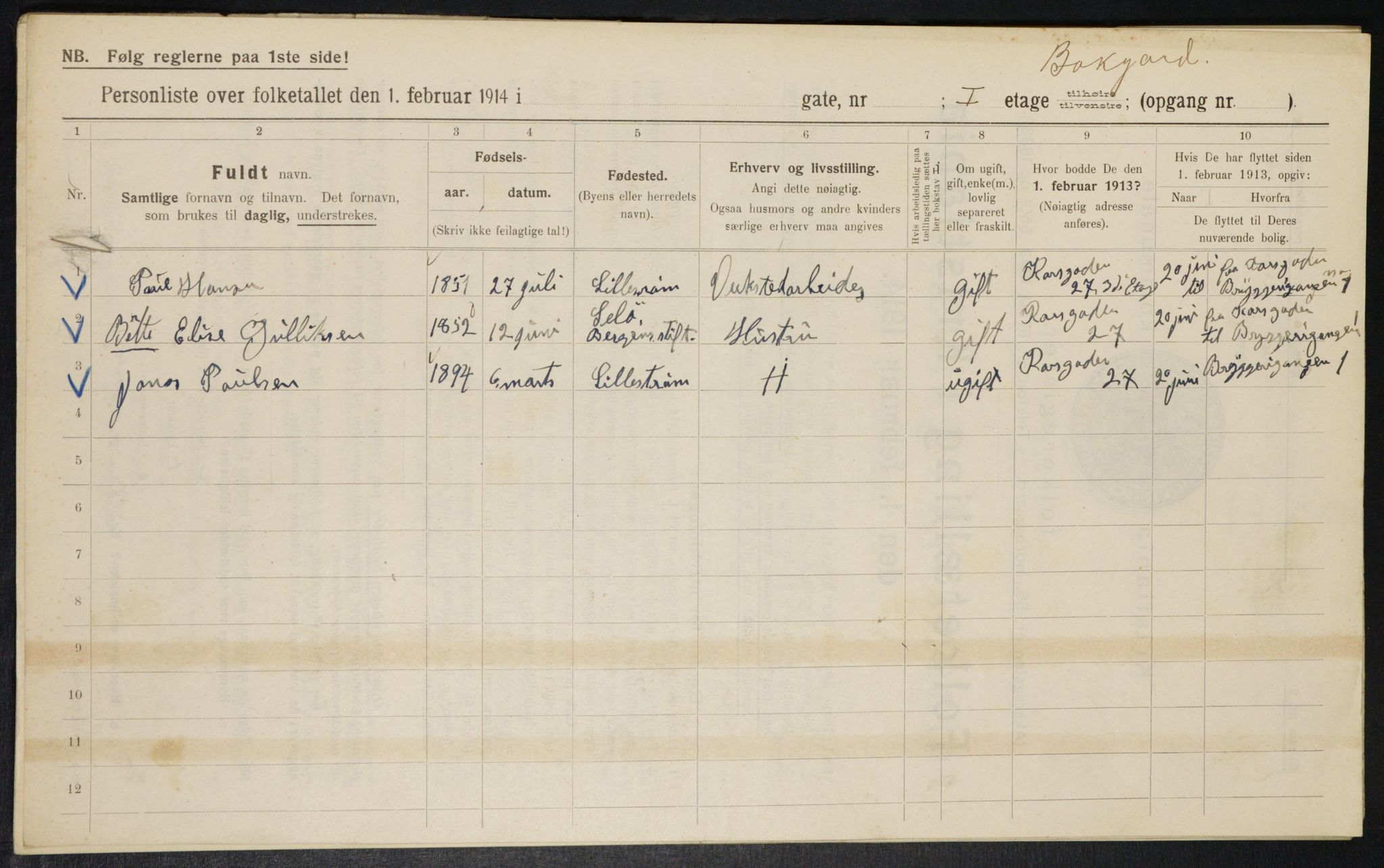 OBA, Kommunal folketelling 1.2.1914 for Kristiania, 1914, s. 10048