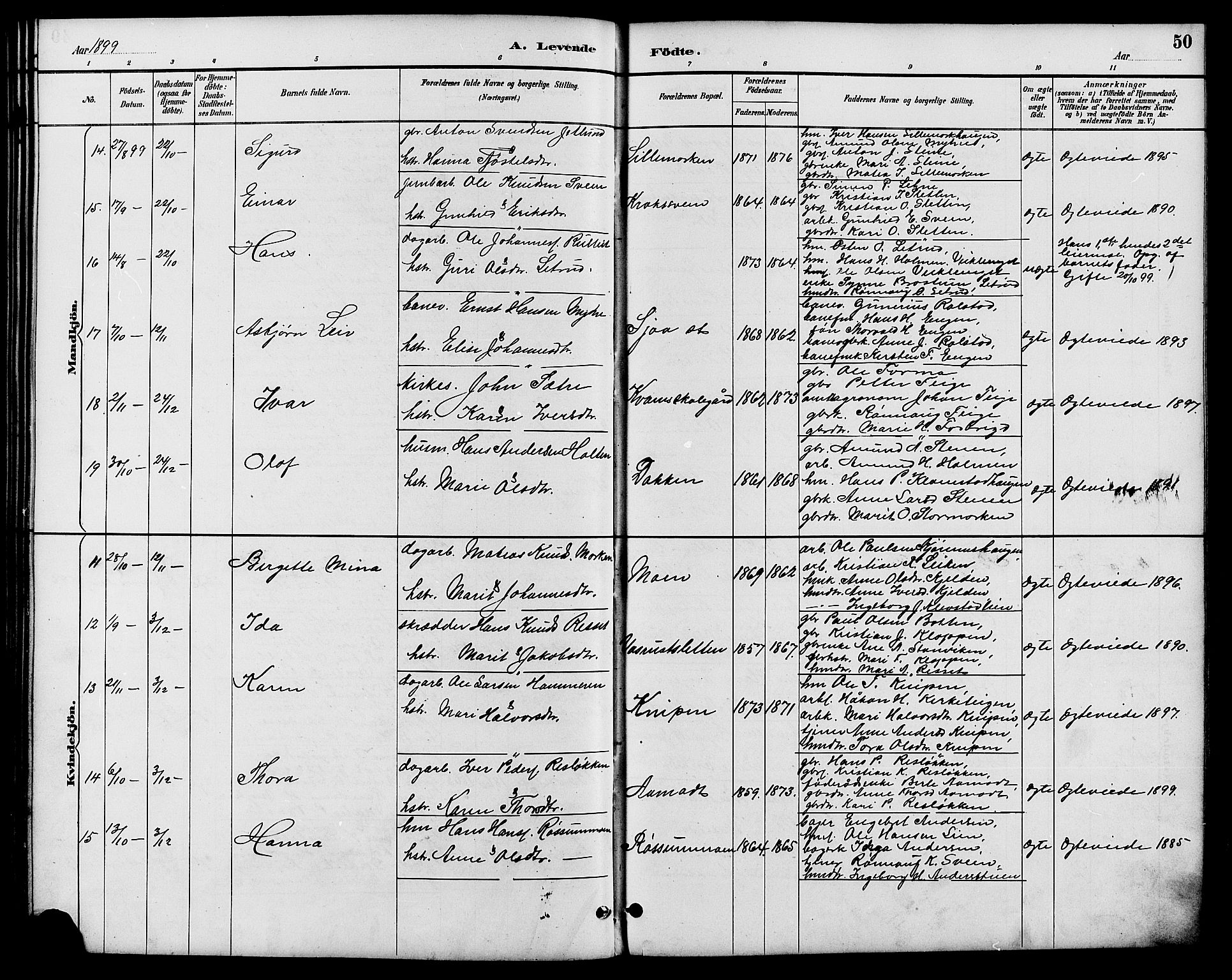 Nord-Fron prestekontor, SAH/PREST-080/H/Ha/Hab/L0006: Klokkerbok nr. 6, 1887-1914, s. 50