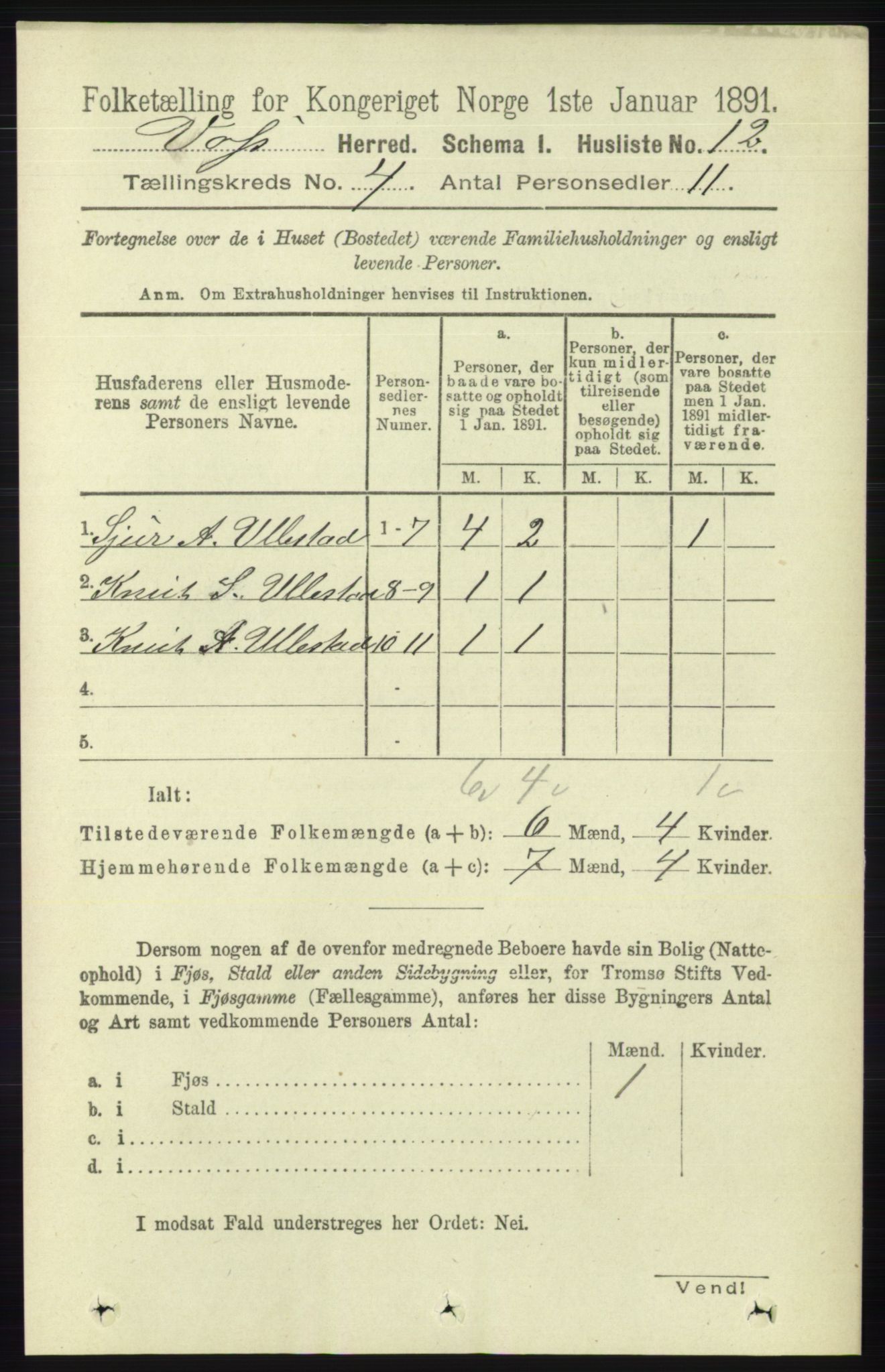 RA, Folketelling 1891 for 1235 Voss herred, 1891, s. 1439