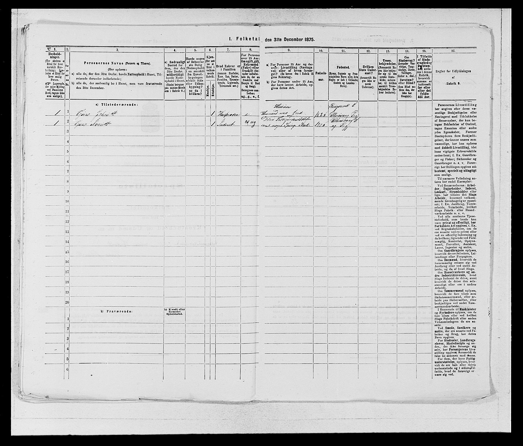 SAB, Folketelling 1875 for 1230P Ullensvang prestegjeld, 1875, s. 612