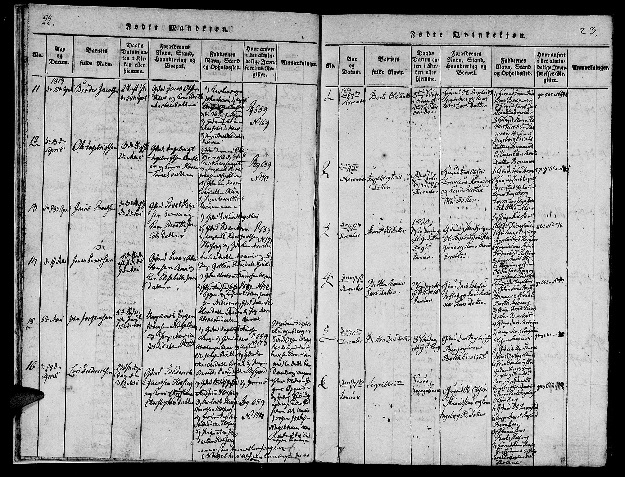 Ministerialprotokoller, klokkerbøker og fødselsregistre - Nord-Trøndelag, SAT/A-1458/749/L0479: Klokkerbok nr. 749C01, 1817-1829, s. 22-23