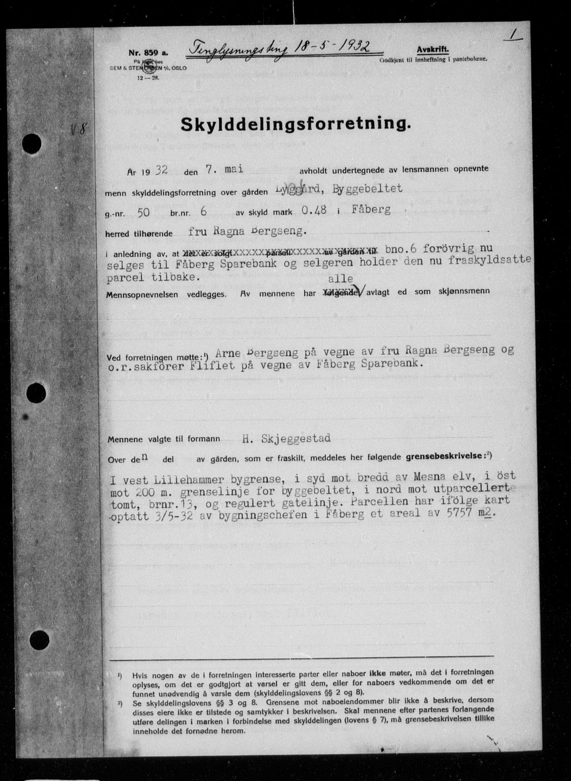 Sør-Gudbrandsdal tingrett, SAH/TING-004/H/Hb/Hbb/L0023: Pantebok nr. II 23, 1932-1933, s. 1