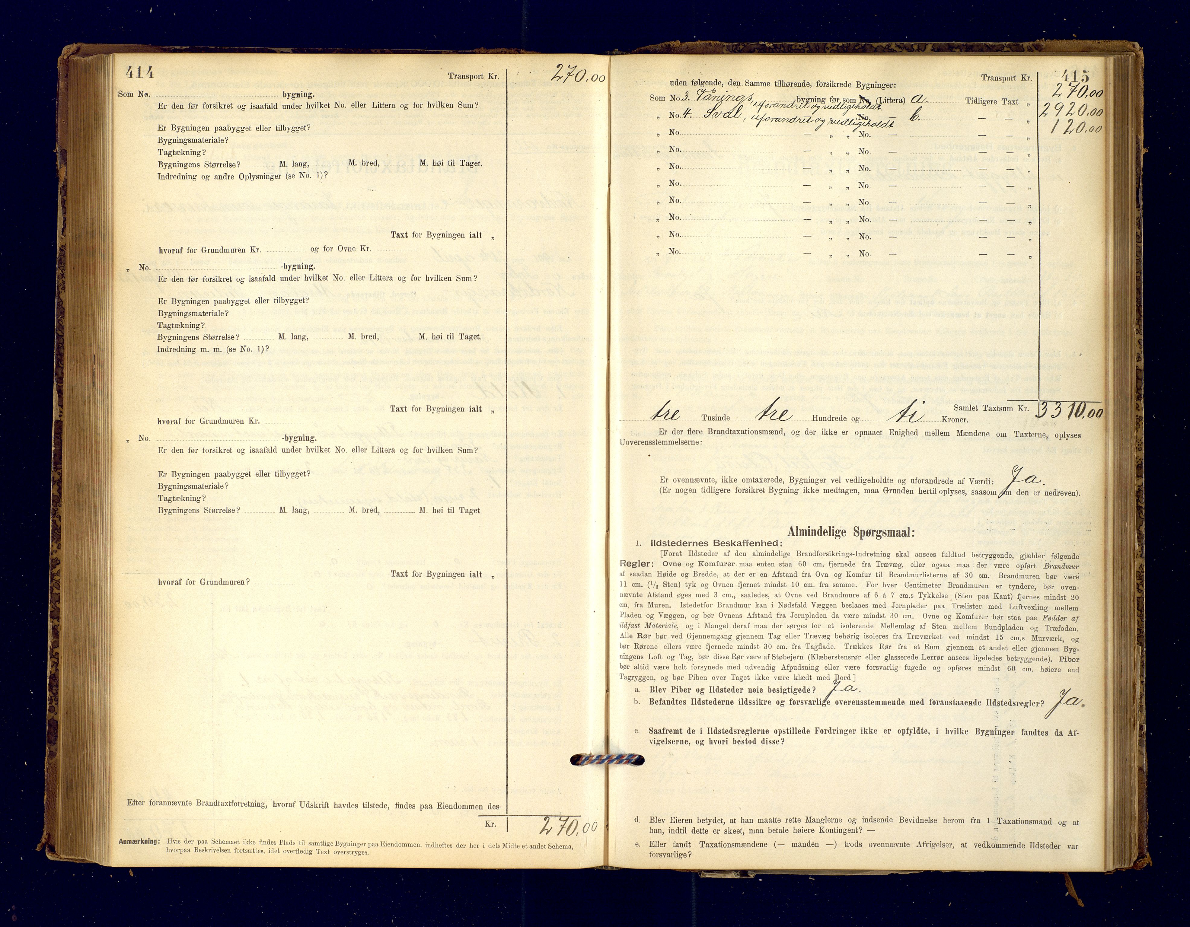 Nord-Varanger (Vadsø) lensmannskontor, AV/SATØ-S-1166/1/Fp/Fpb/L0198: Branntakstprotokoller, 1895-1913, s. 414-415
