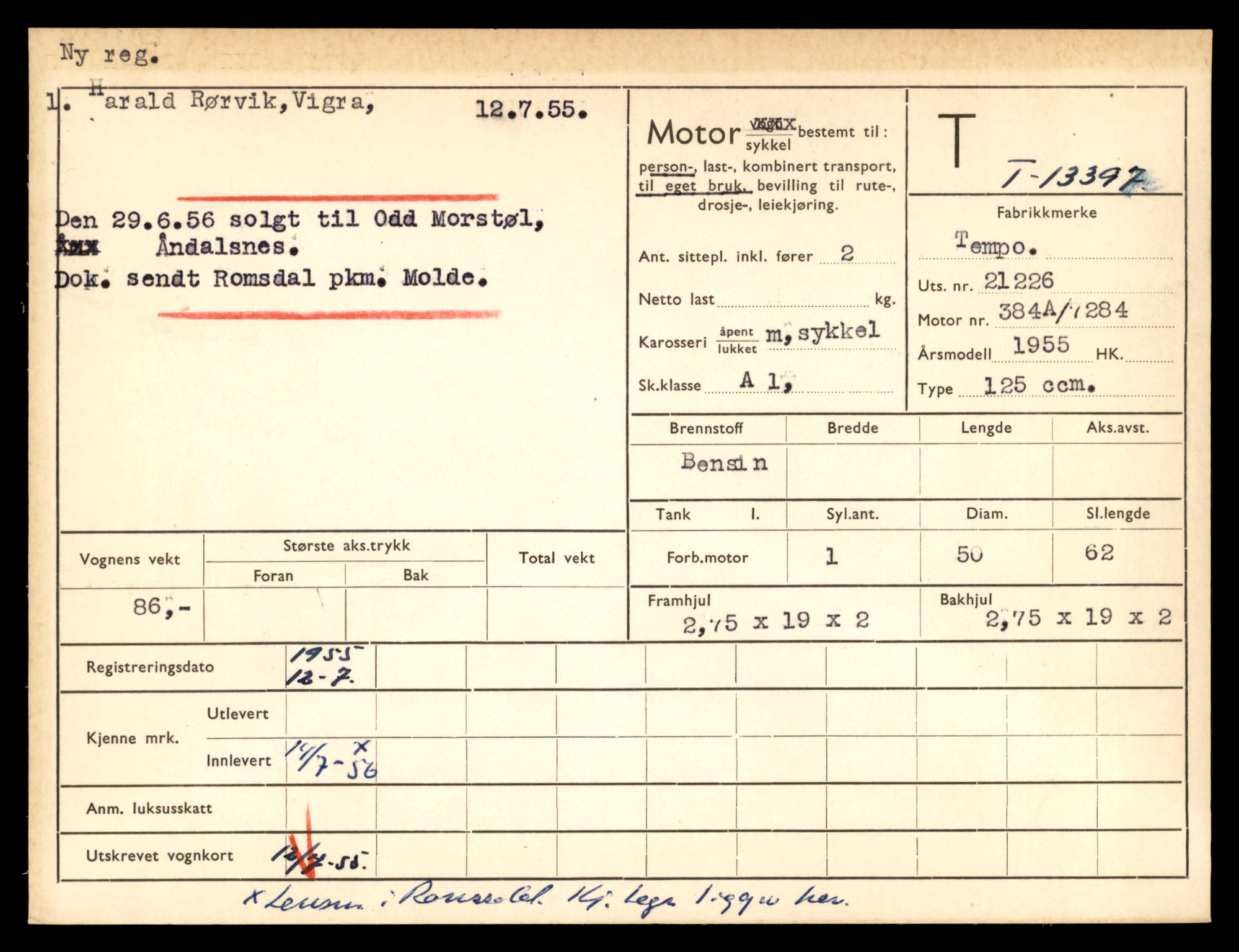 Møre og Romsdal vegkontor - Ålesund trafikkstasjon, AV/SAT-A-4099/F/Fe/L0039: Registreringskort for kjøretøy T 13361 - T 13530, 1927-1998, s. 597
