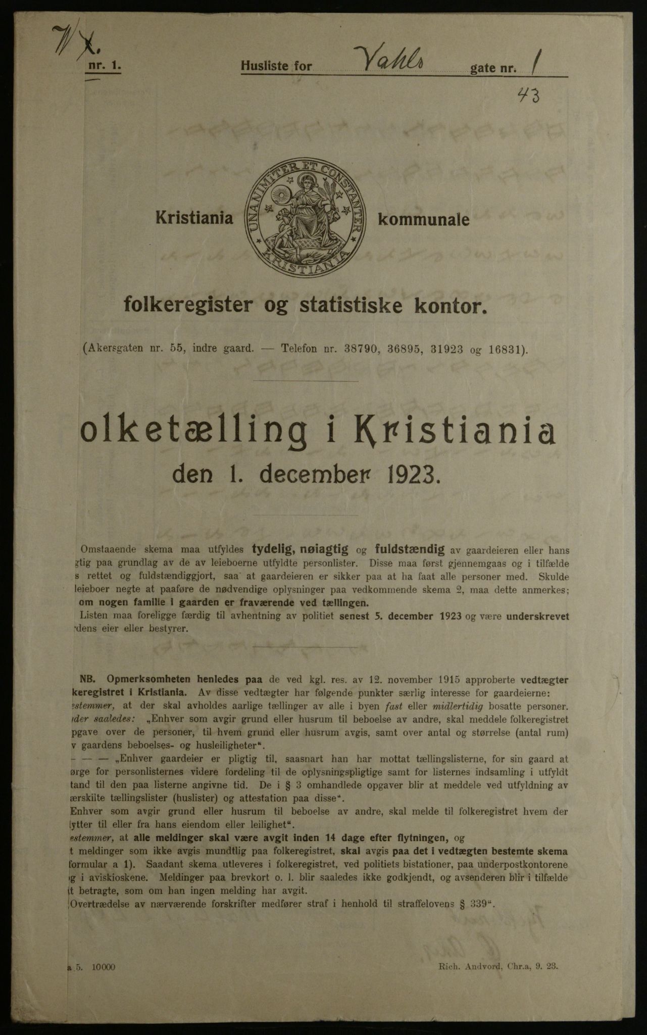 OBA, Kommunal folketelling 1.12.1923 for Kristiania, 1923, s. 134134