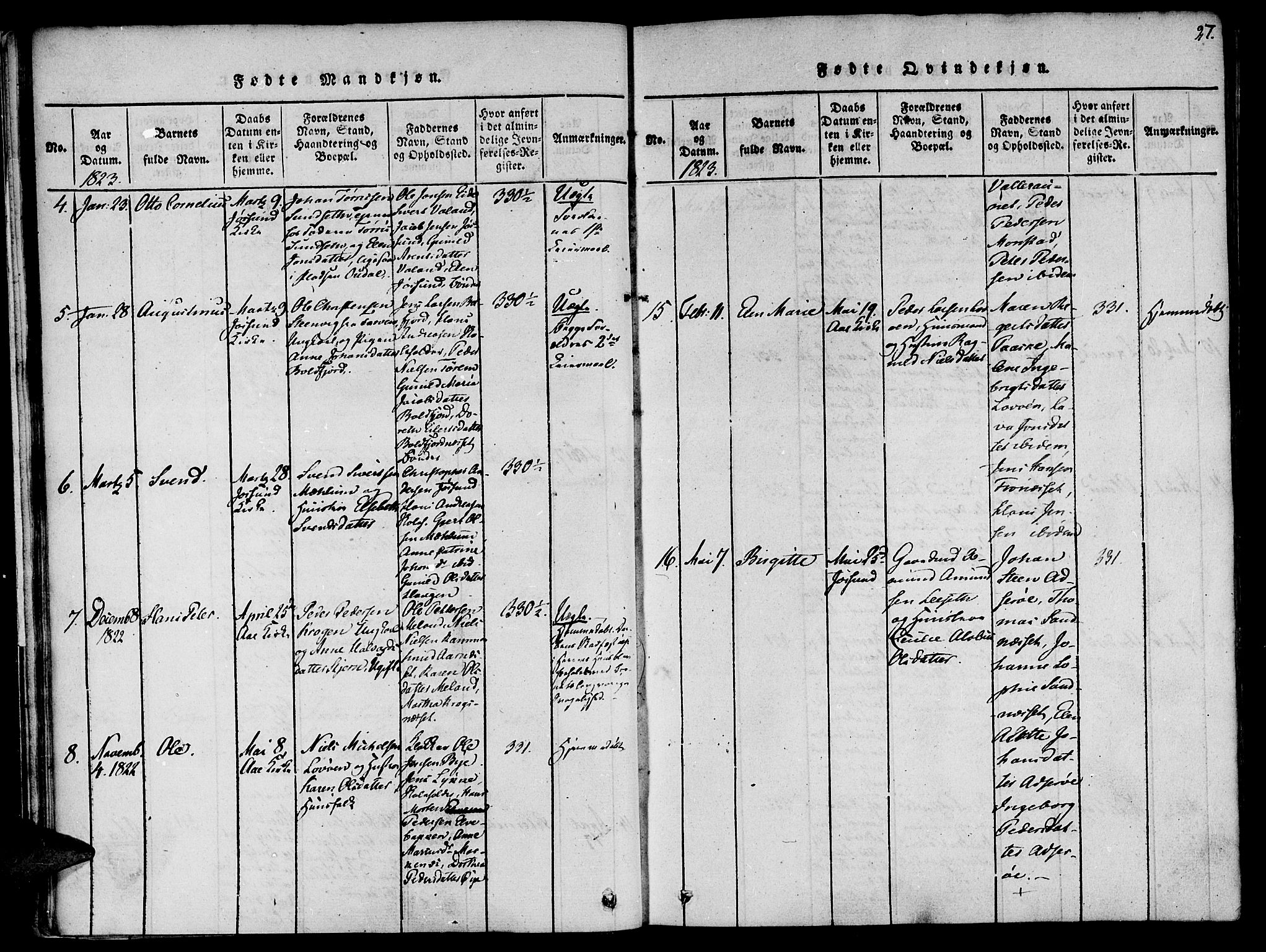 Ministerialprotokoller, klokkerbøker og fødselsregistre - Sør-Trøndelag, SAT/A-1456/655/L0675: Ministerialbok nr. 655A04, 1818-1830, s. 27