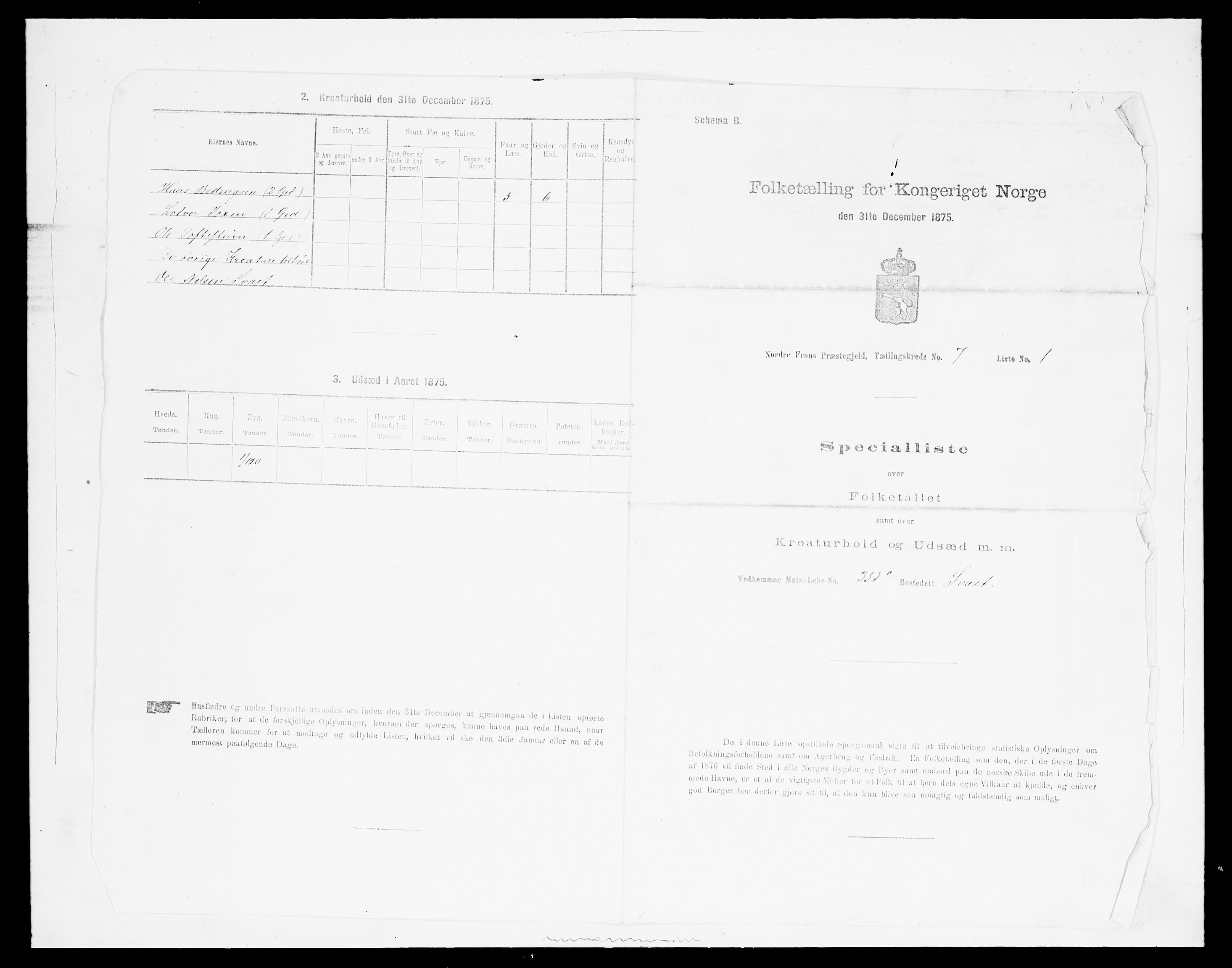 SAH, Folketelling 1875 for 0518P Nord-Fron prestegjeld, 1875, s. 1145