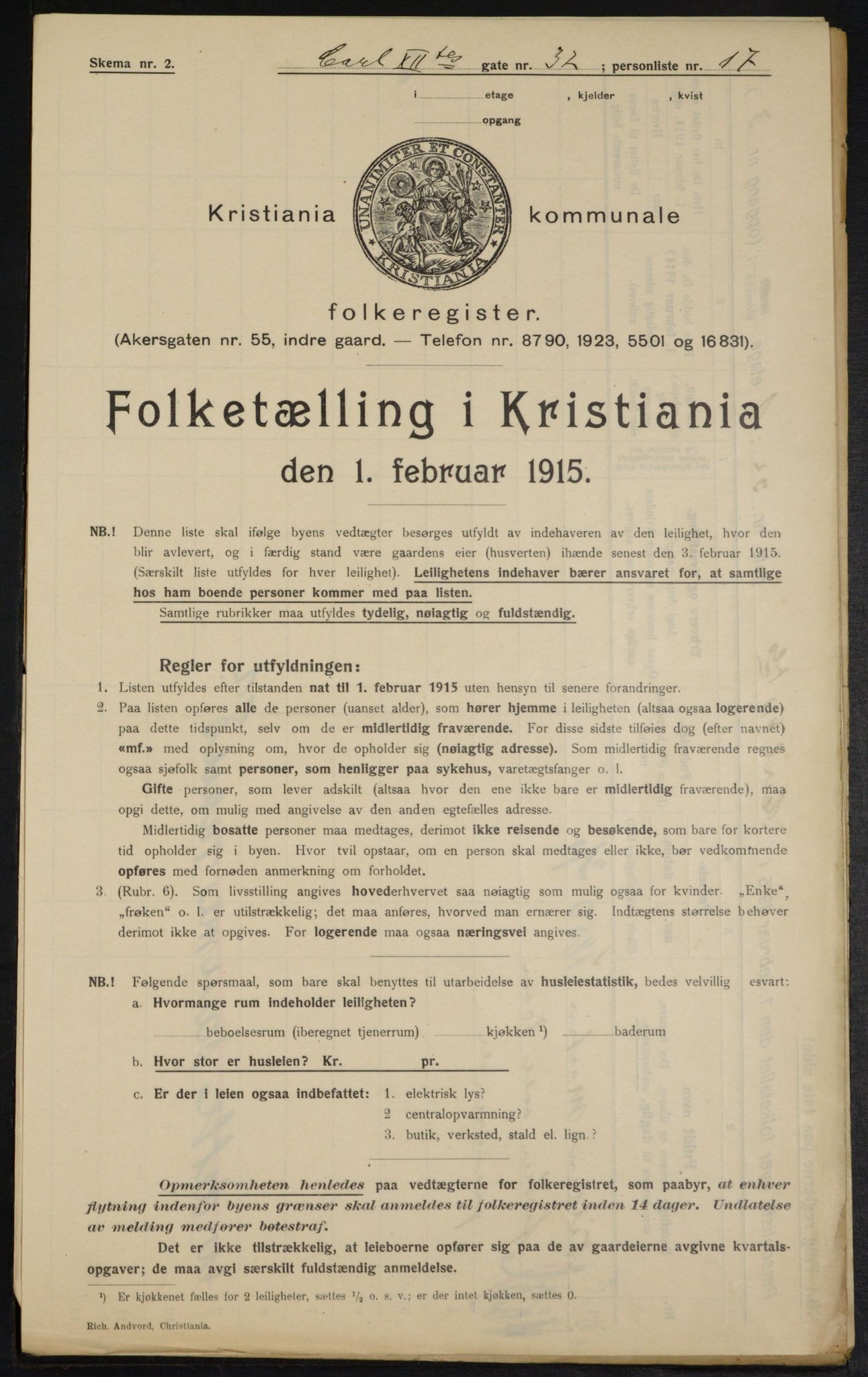 OBA, Kommunal folketelling 1.2.1915 for Kristiania, 1915, s. 48172