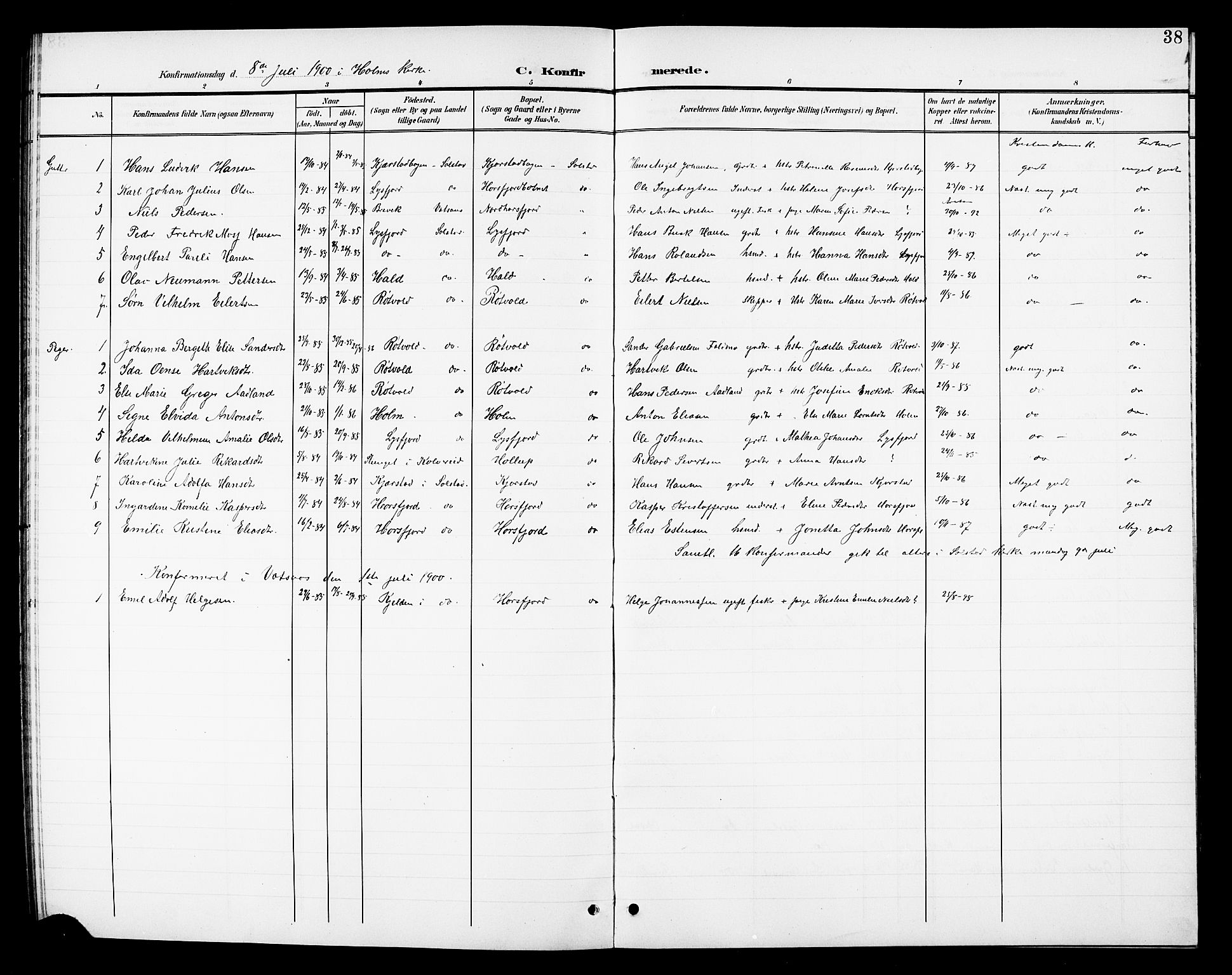 Ministerialprotokoller, klokkerbøker og fødselsregistre - Nordland, AV/SAT-A-1459/811/L0170: Klokkerbok nr. 811C02, 1896-1908, s. 38