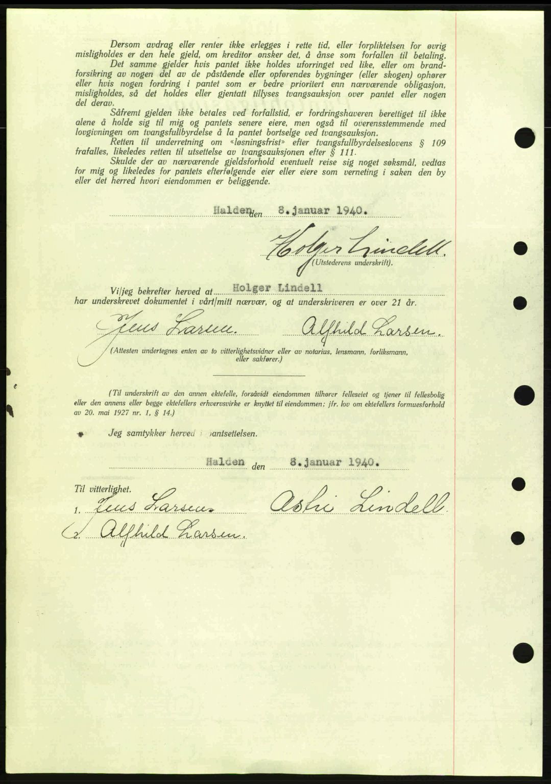 Idd og Marker sorenskriveri, AV/SAO-A-10283/G/Gb/Gbc/L0002: Pantebok nr. B4-9a, 1939-1945, Dagboknr: 95/1940