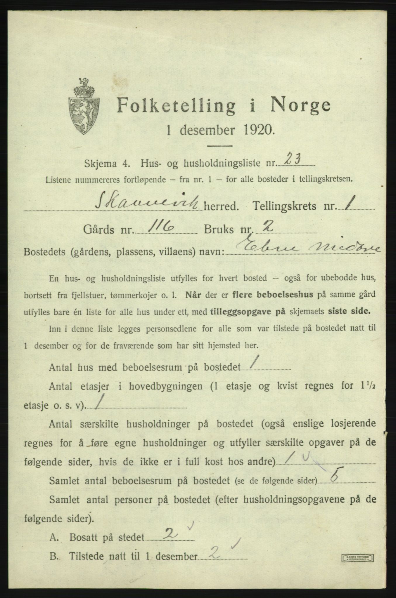 SAB, Folketelling 1920 for 1212 Skånevik herred, 1920, s. 169
