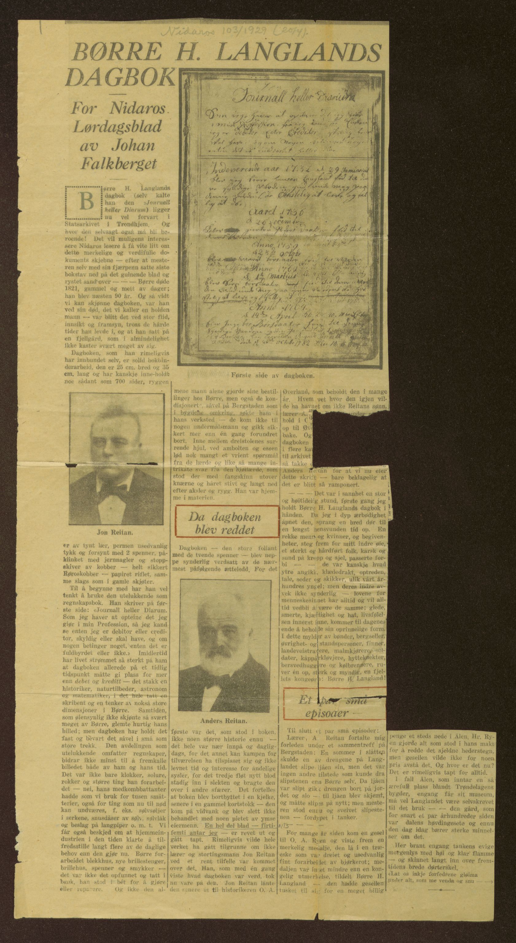 Langland, Børre Hansen, AV/SAT-PA-0046/D/L0001/0001: Saksarkiv / Dagbok, 1765-1807