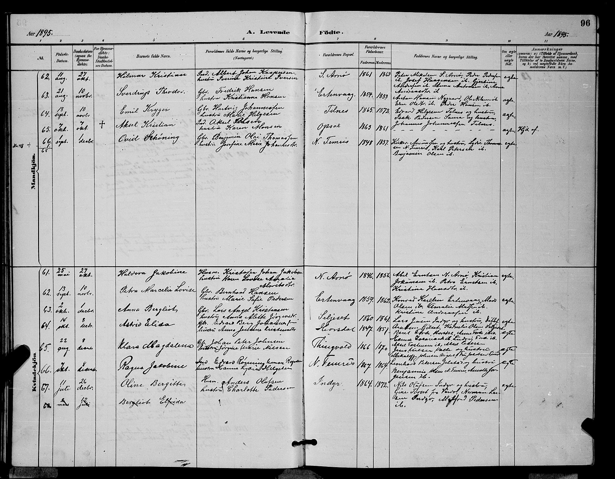 Ministerialprotokoller, klokkerbøker og fødselsregistre - Nordland, AV/SAT-A-1459/805/L0108: Klokkerbok nr. 805C04, 1885-1899, s. 96