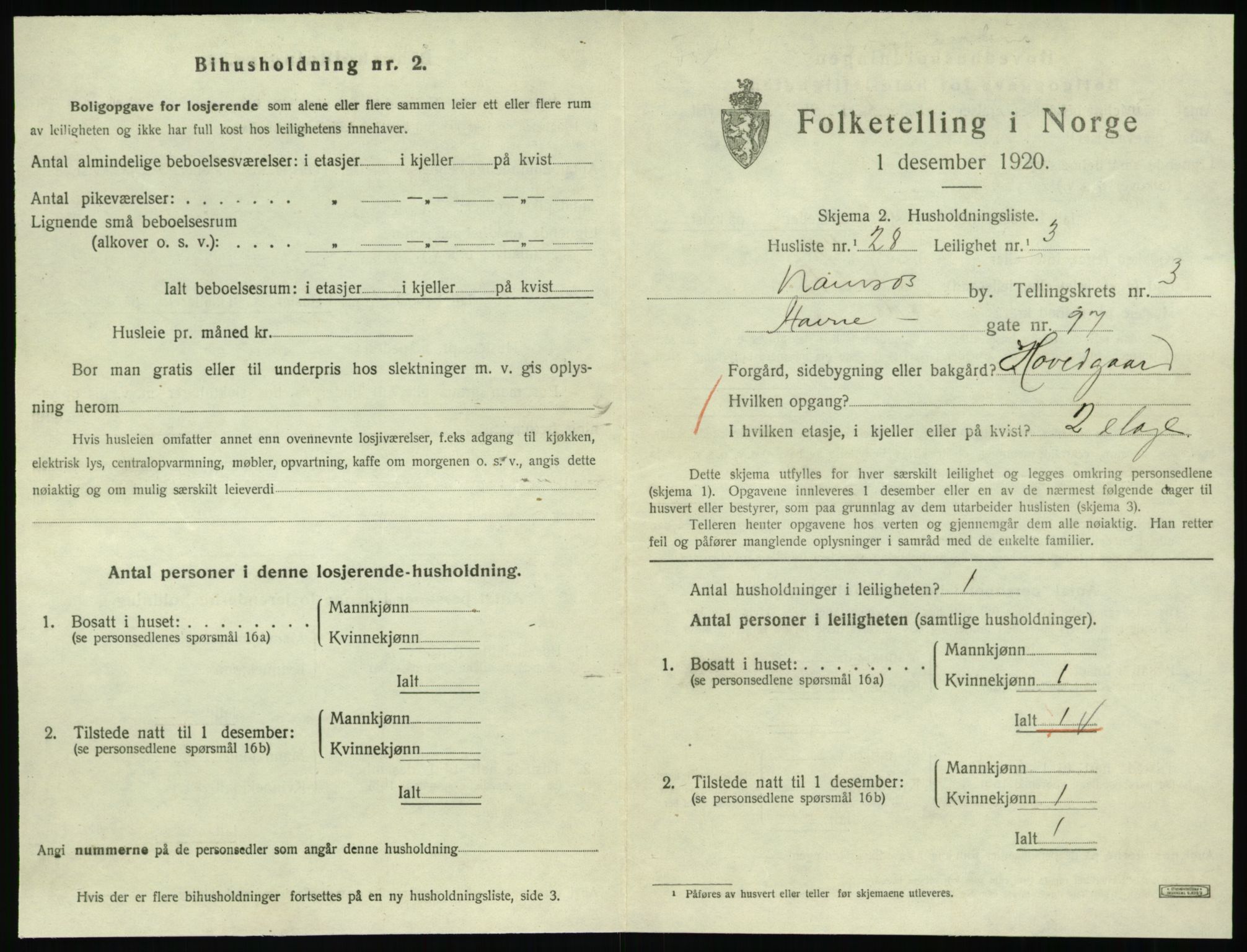 SAT, Folketelling 1920 for 1703 Namsos ladested, 1920, s. 1225