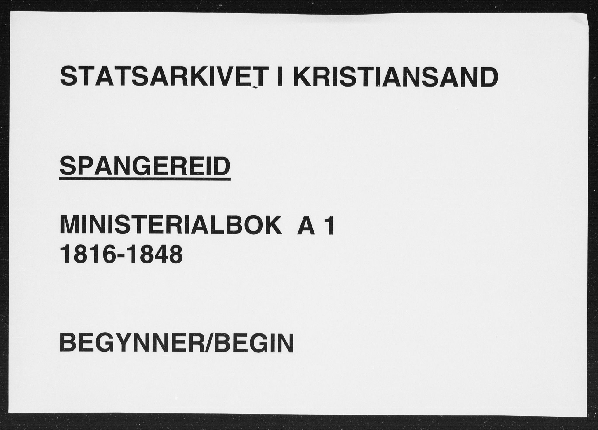 Sør-Audnedal sokneprestkontor, SAK/1111-0039/F/Fa/Faa/L0001: Ministerialbok nr. A 1, 1816-1848