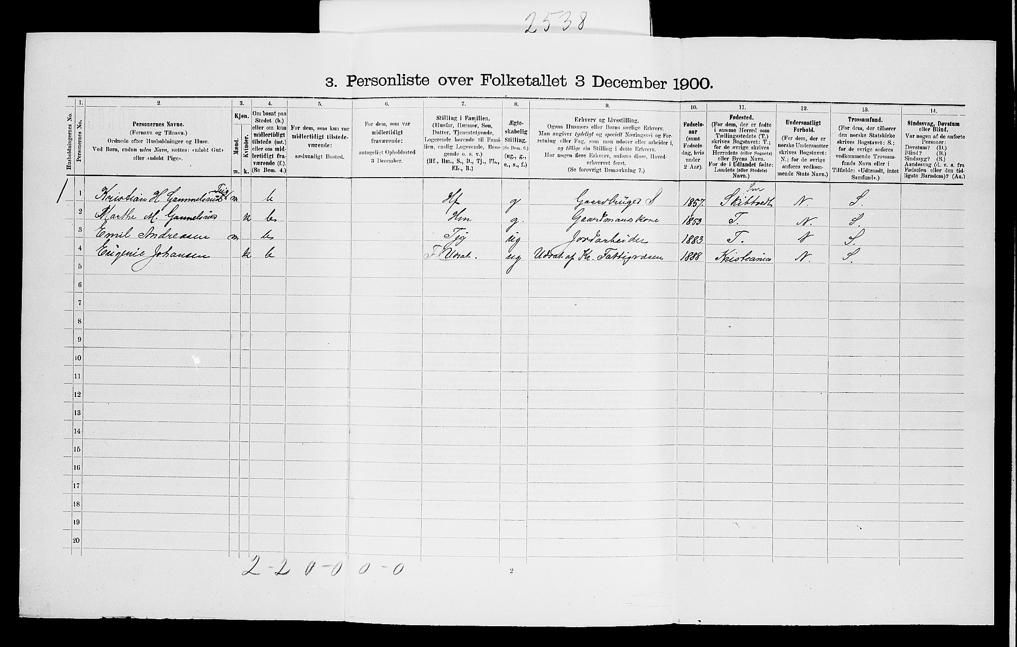 SAO, Folketelling 1900 for 0125 Eidsberg herred, 1900