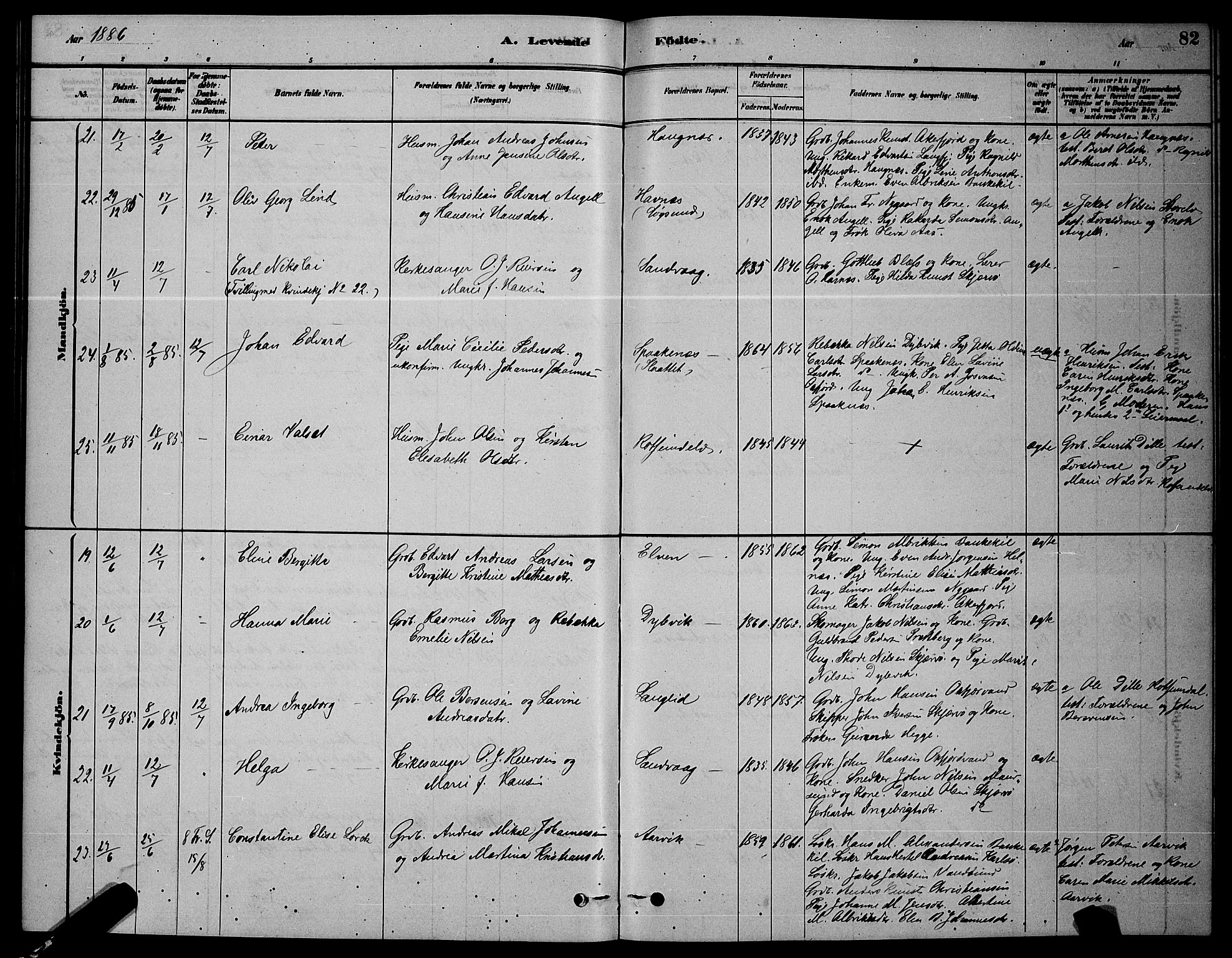 Skjervøy sokneprestkontor, AV/SATØ-S-1300/H/Ha/Hab/L0006klokker: Klokkerbok nr. 6, 1878-1888, s. 82