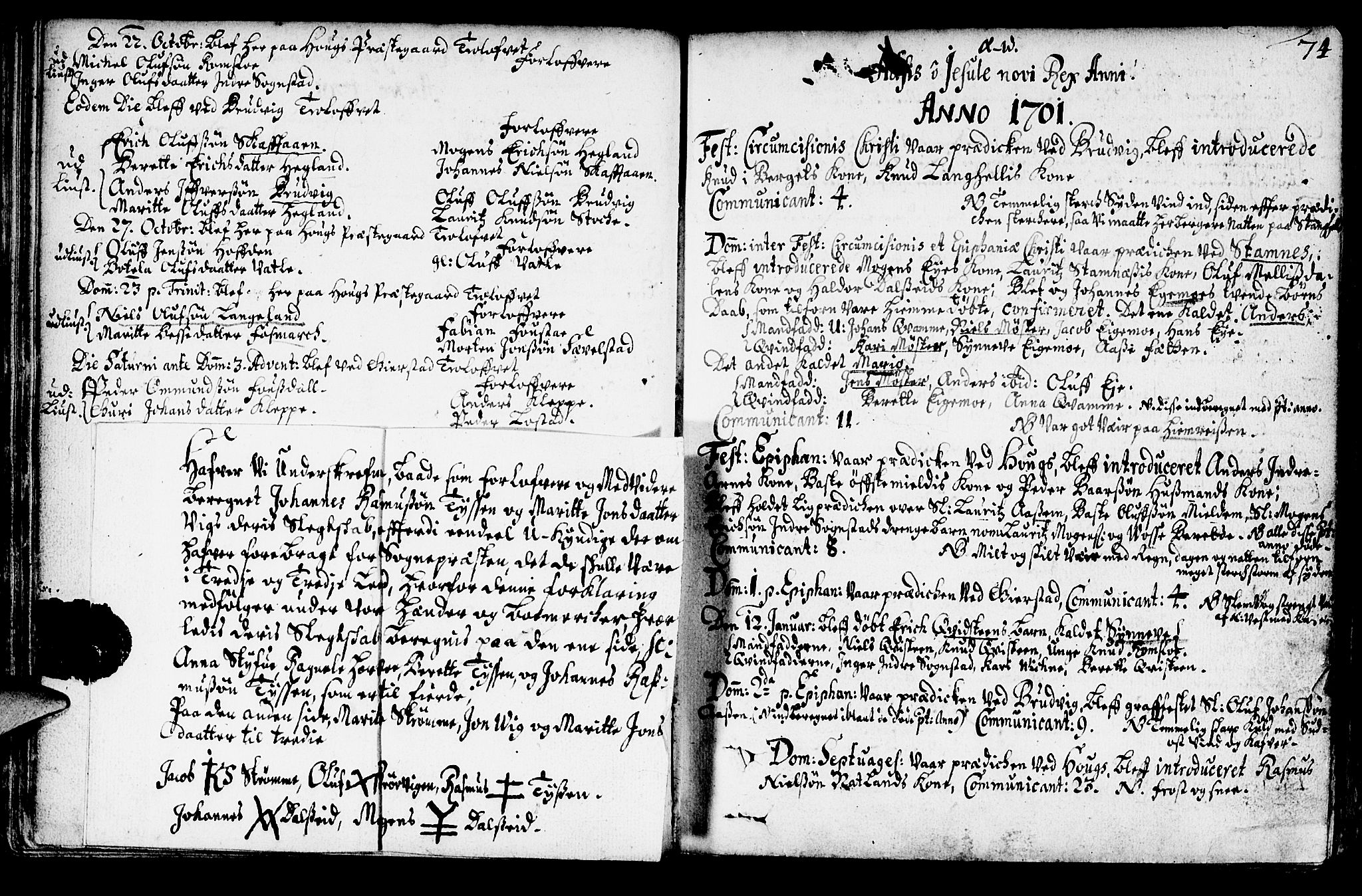 Haus sokneprestembete, AV/SAB-A-75601/H/Haa: Ministerialbok nr. A 1, 1691-1712, s. 74