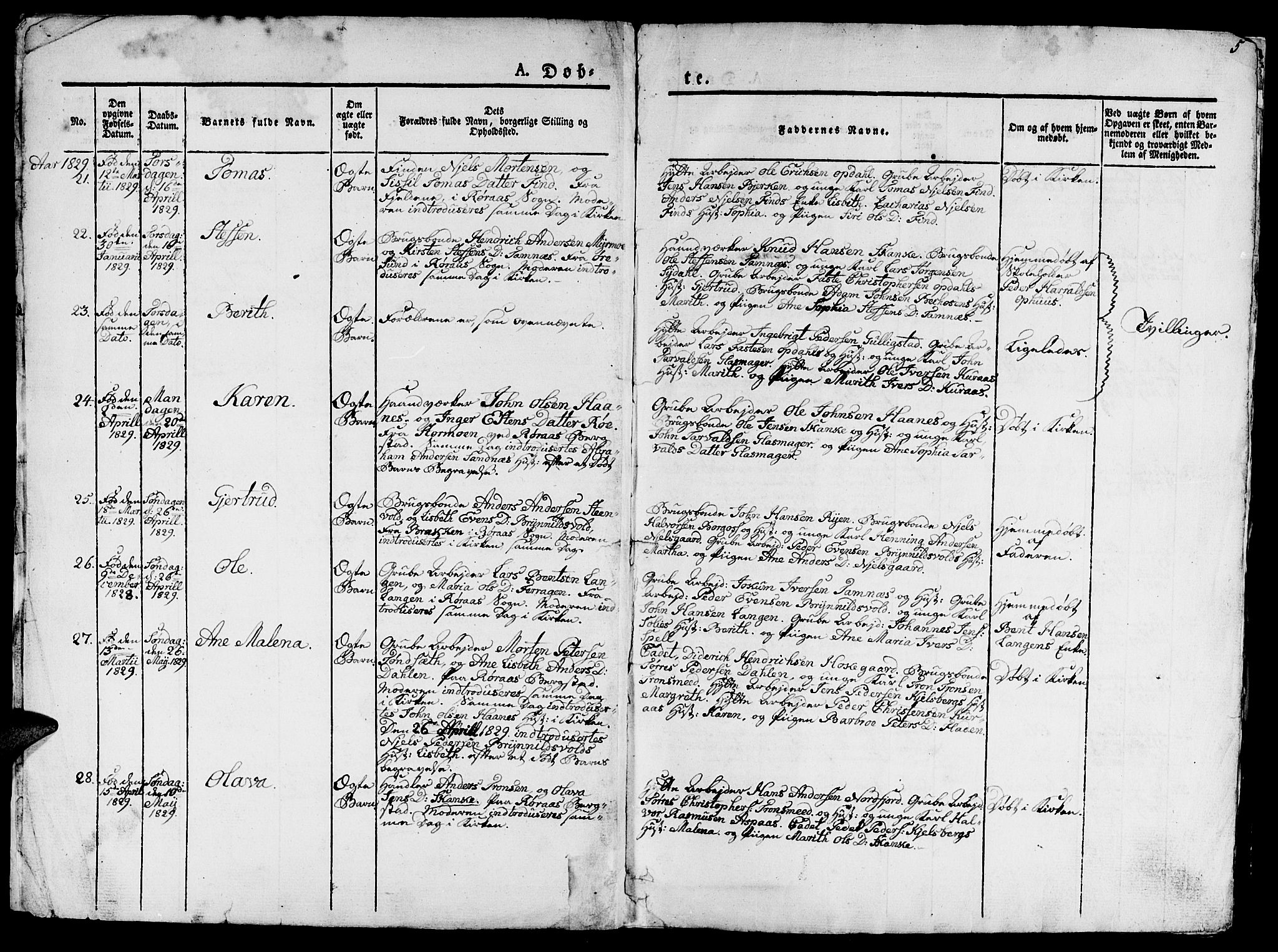 Ministerialprotokoller, klokkerbøker og fødselsregistre - Sør-Trøndelag, AV/SAT-A-1456/681/L0938: Klokkerbok nr. 681C02, 1829-1879, s. 5