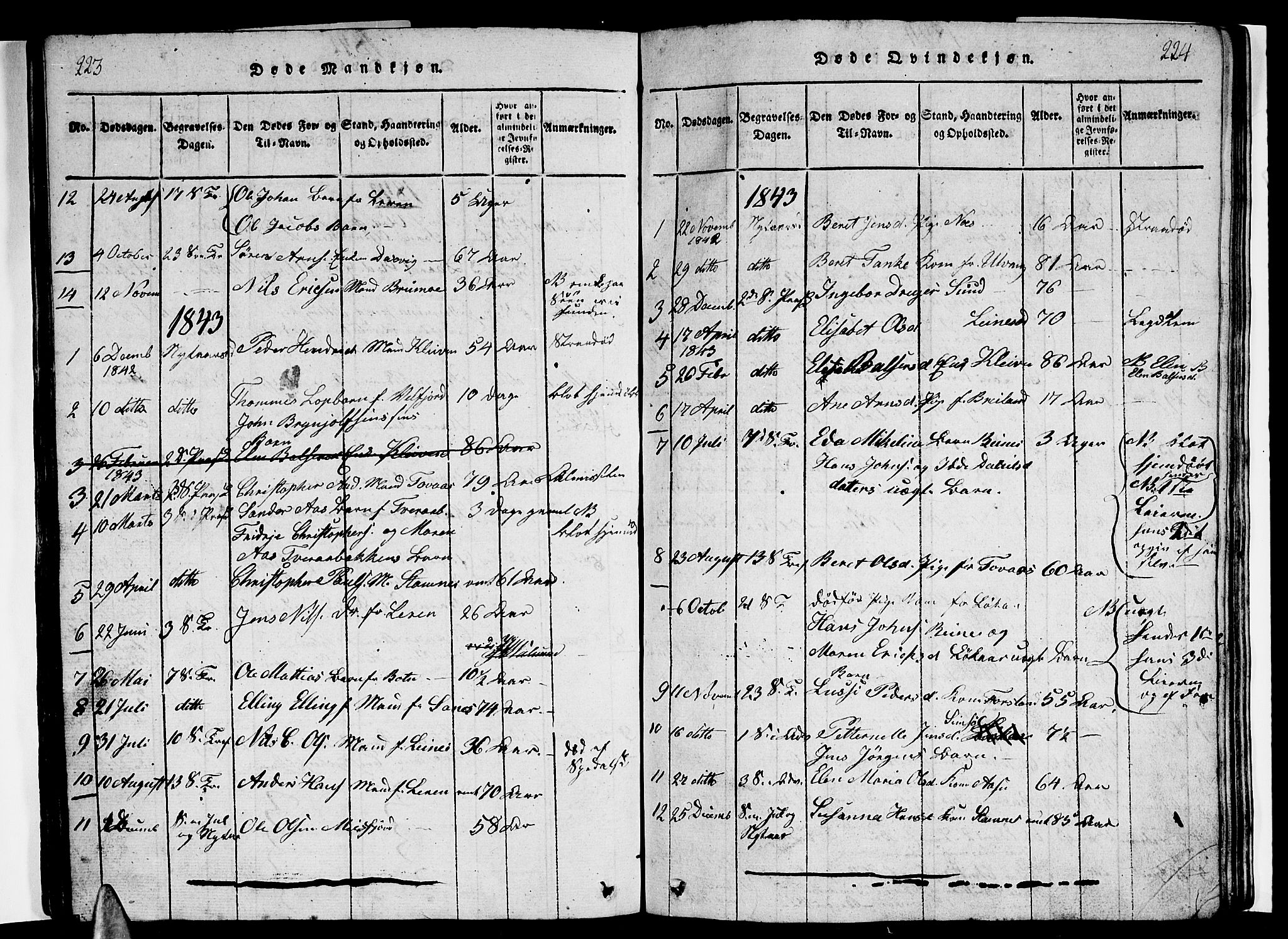 Ministerialprotokoller, klokkerbøker og fødselsregistre - Nordland, AV/SAT-A-1459/831/L0474: Klokkerbok nr. 831C01, 1820-1850, s. 223-224