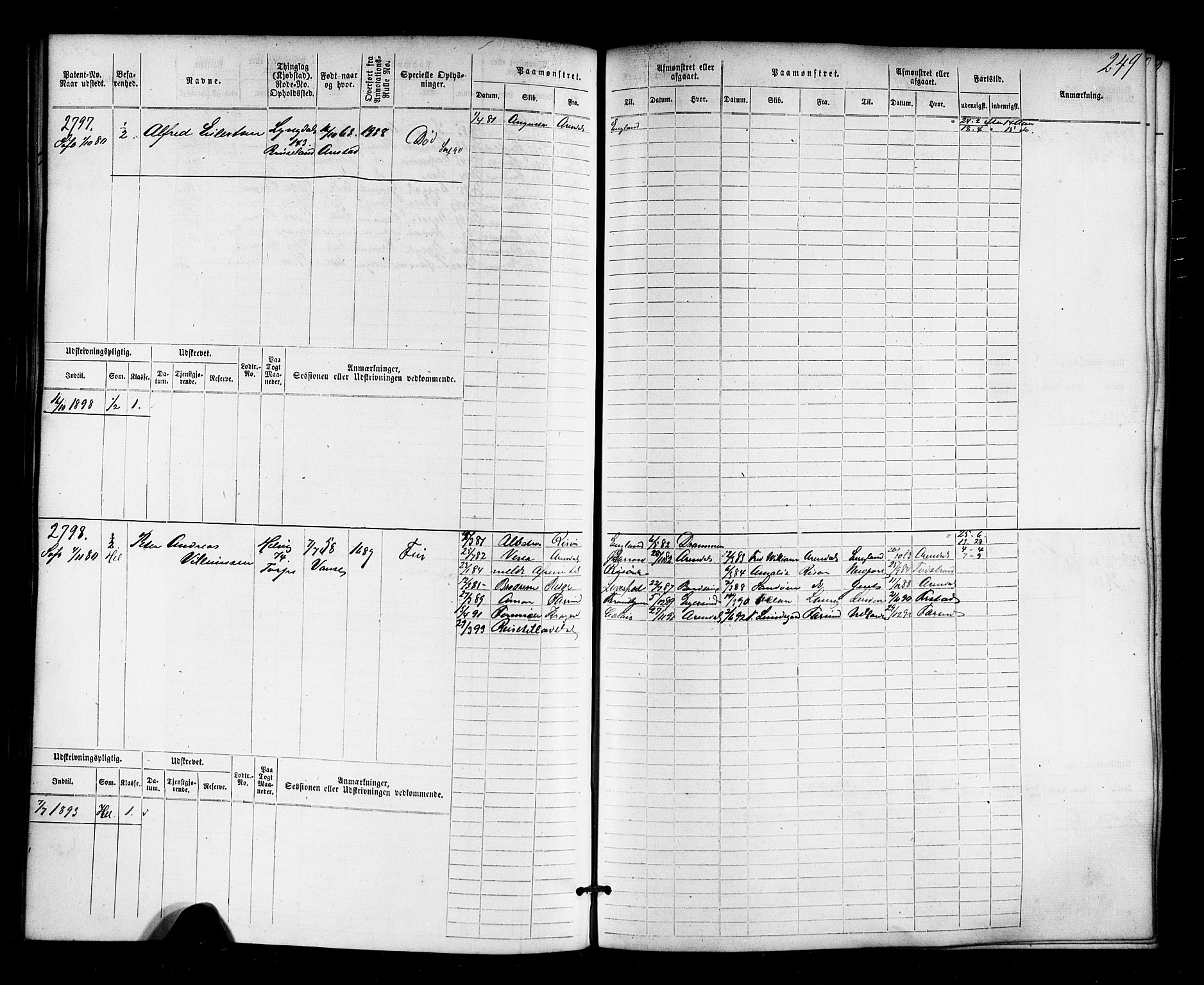 Farsund mønstringskrets, AV/SAK-2031-0017/F/Fb/L0018: Hovedrulle nr 2301-3066, Z-10, 1875-1914, s. 257