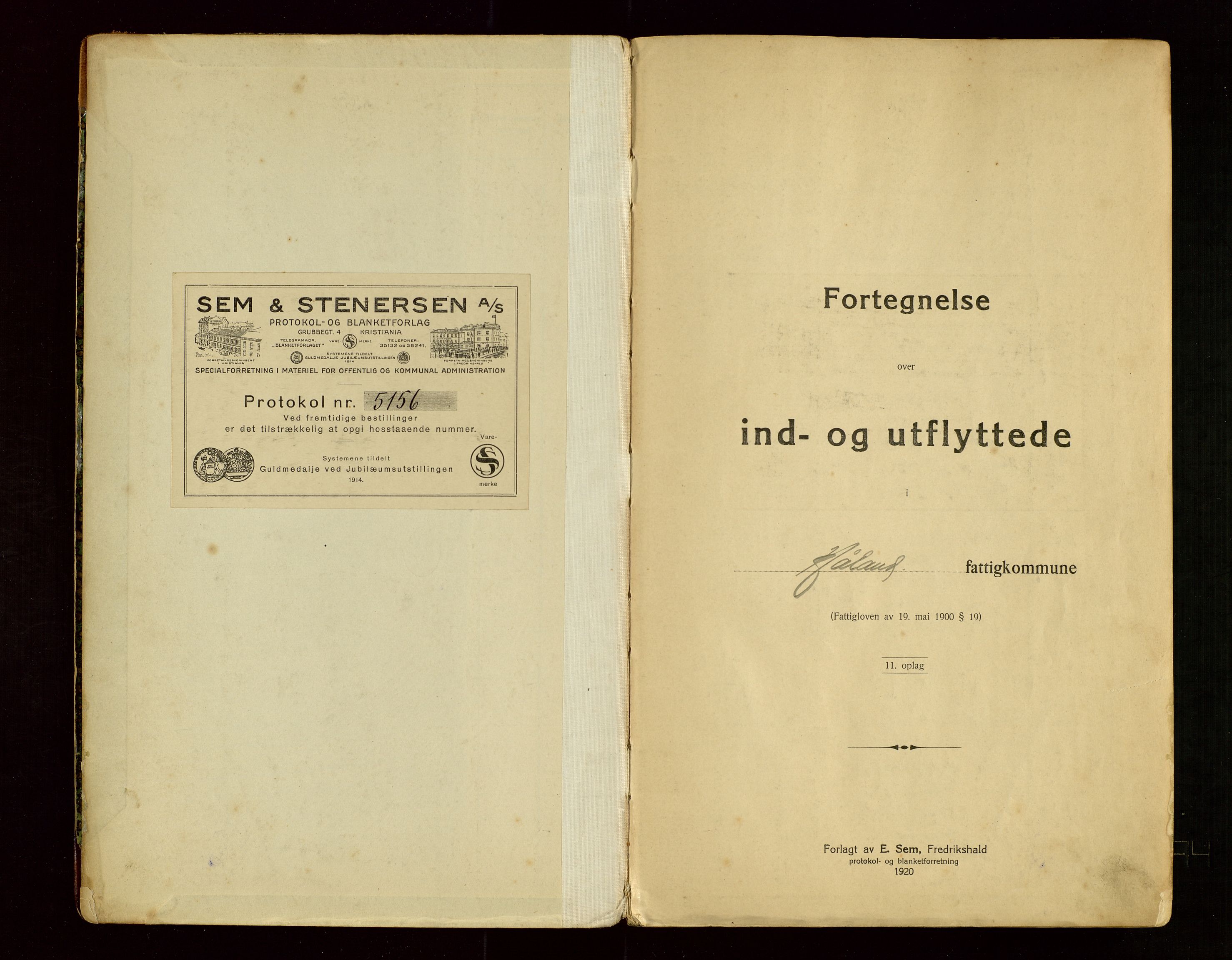Håland lensmannskontor, SAST/A-100100/Gw/L0001: "Fortegnelse over ind- og utflyttede i Håland fattigkommune", 1922-1935, s. 3
