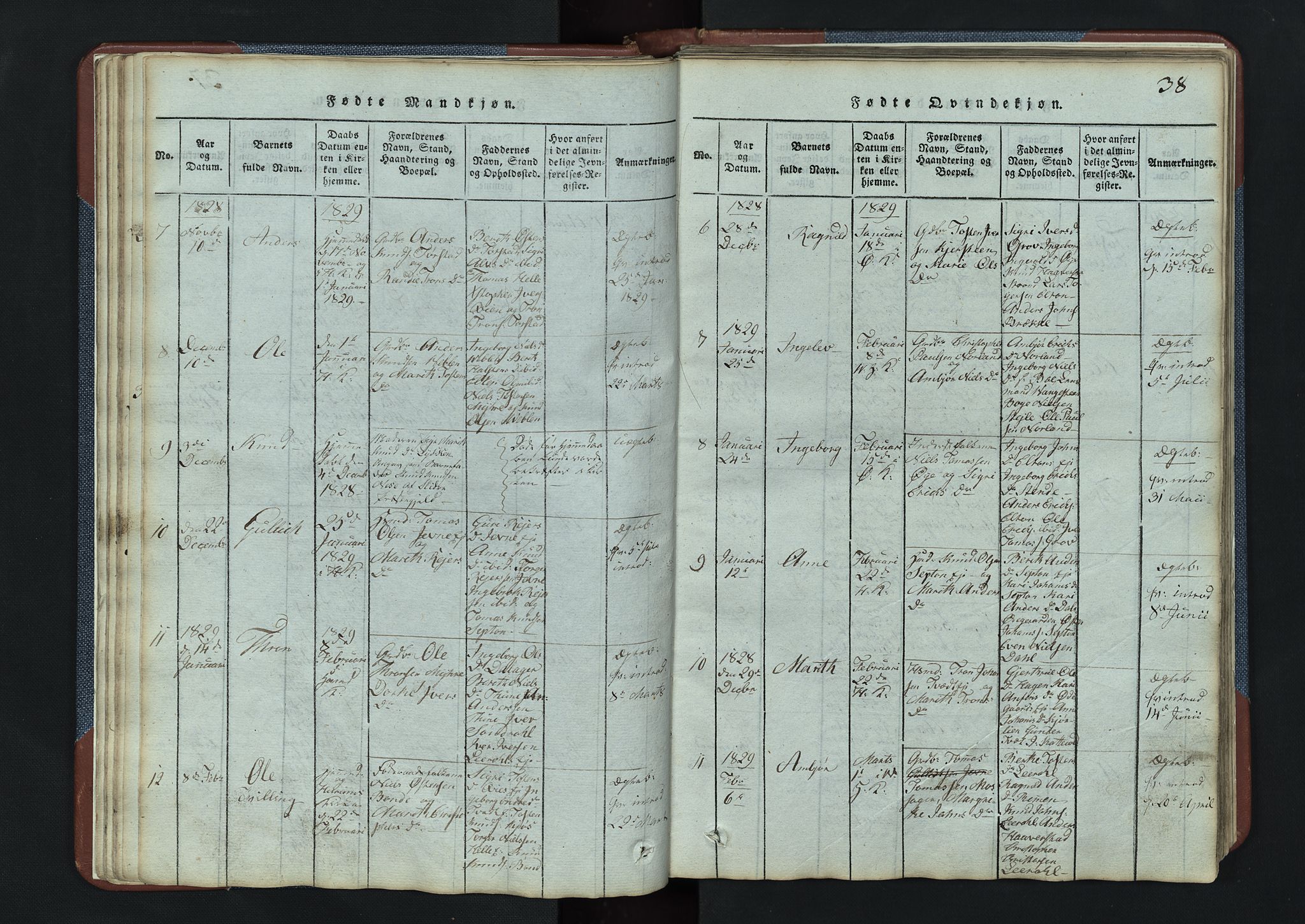 Vang prestekontor, Valdres, AV/SAH-PREST-140/H/Hb/L0003: Klokkerbok nr. 3, 1814-1892, s. 38