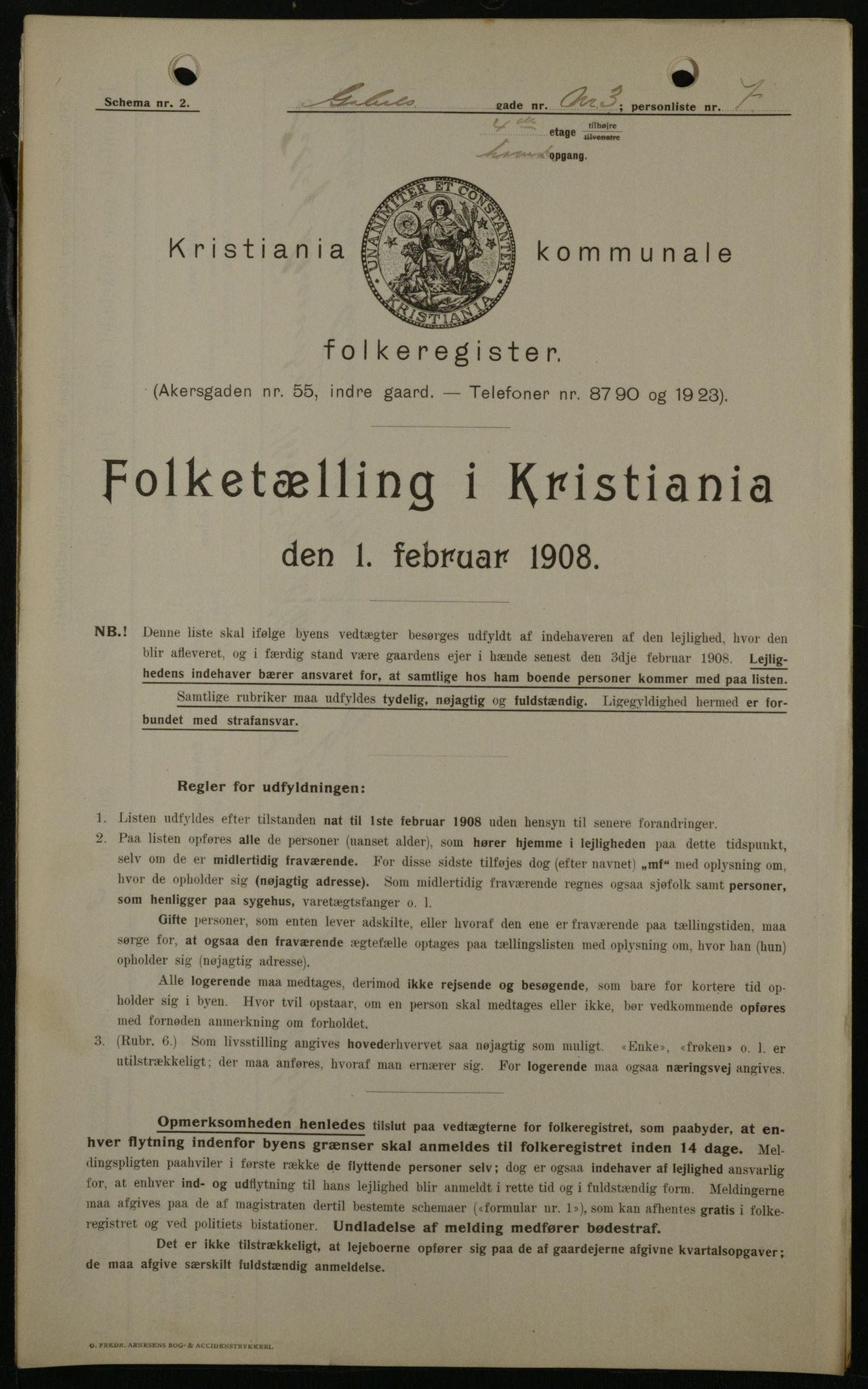 OBA, Kommunal folketelling 1.2.1908 for Kristiania kjøpstad, 1908, s. 25740