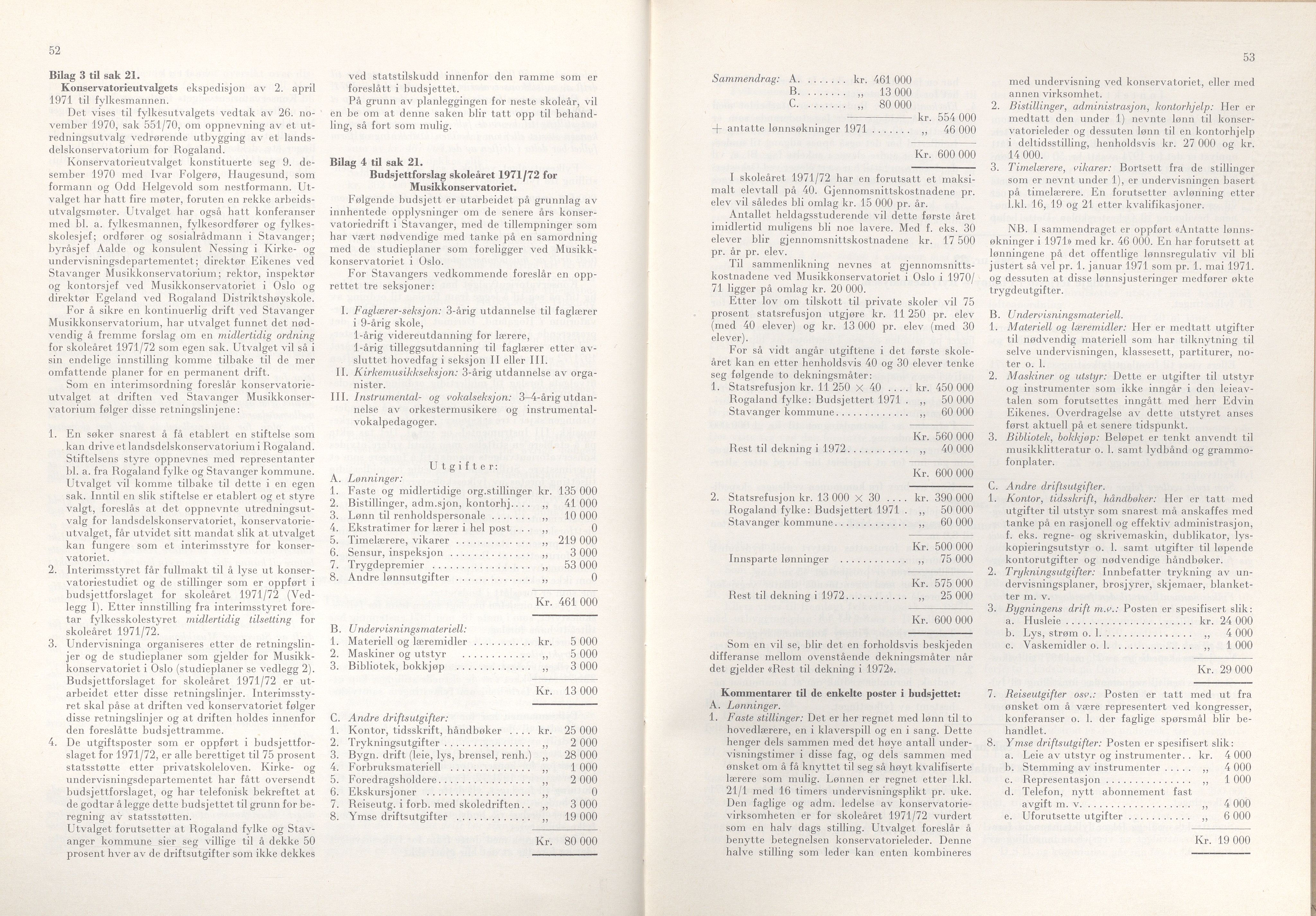 Rogaland fylkeskommune - Fylkesrådmannen , IKAR/A-900/A/Aa/Aaa/L0091: Møtebok , 1971, s. 52-53