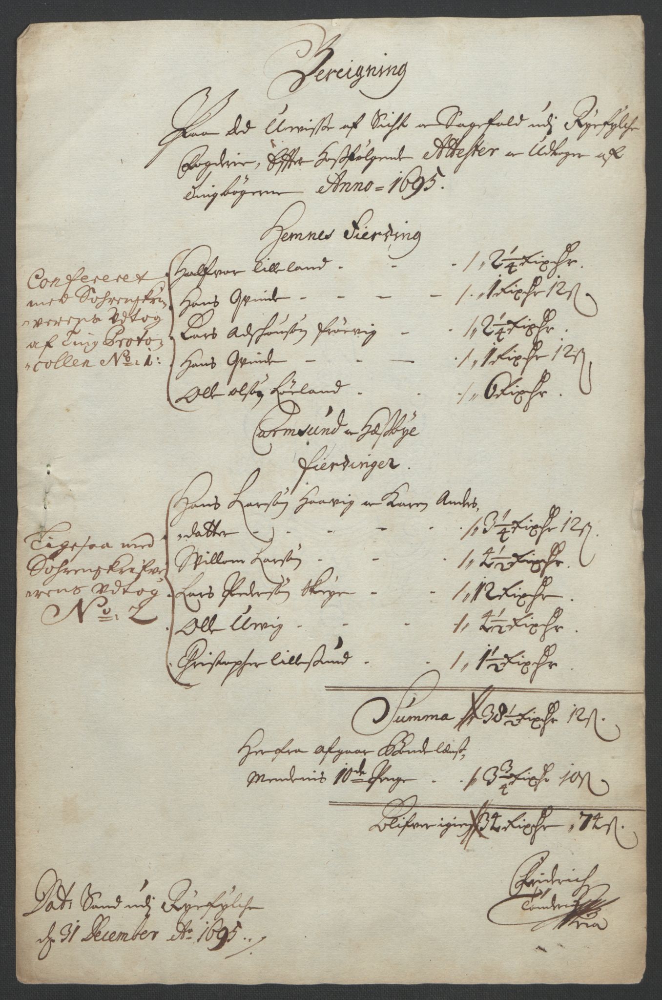Rentekammeret inntil 1814, Reviderte regnskaper, Fogderegnskap, AV/RA-EA-4092/R47/L2857: Fogderegnskap Ryfylke, 1694-1696, s. 126