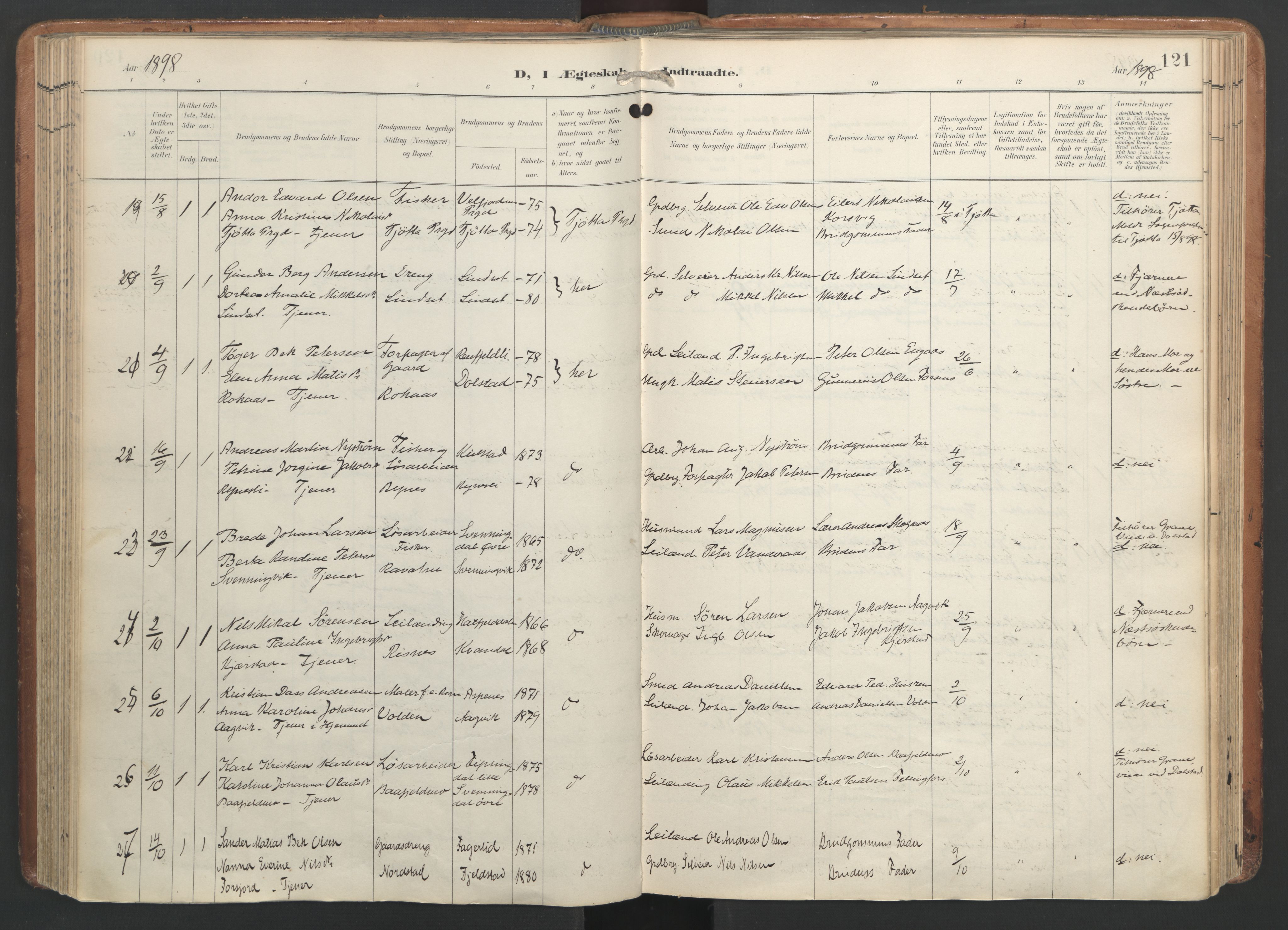 Ministerialprotokoller, klokkerbøker og fødselsregistre - Nordland, AV/SAT-A-1459/820/L0298: Ministerialbok nr. 820A19, 1897-1915, s. 121