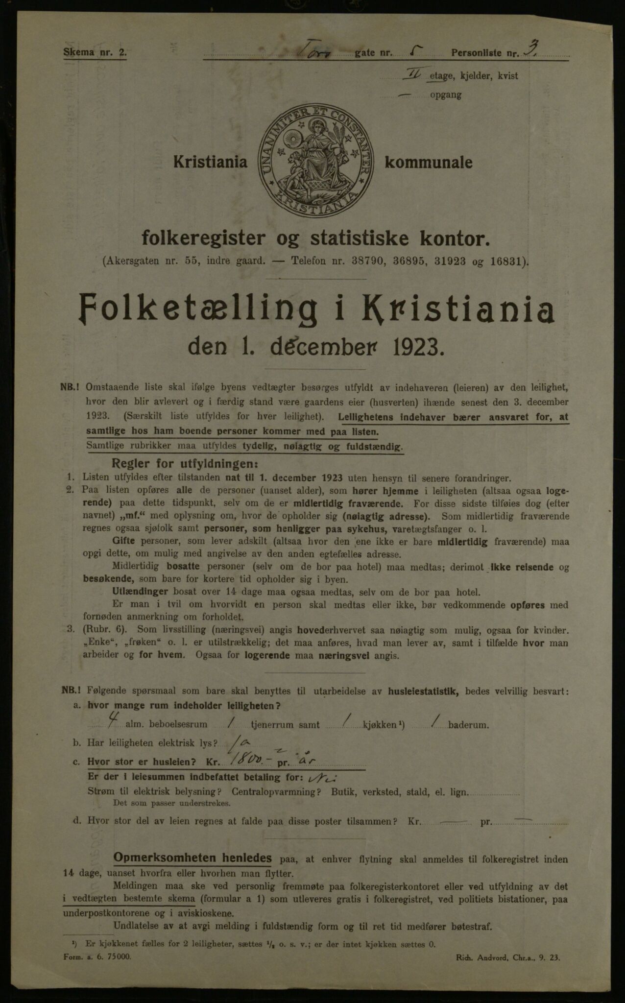 OBA, Kommunal folketelling 1.12.1923 for Kristiania, 1923, s. 126162