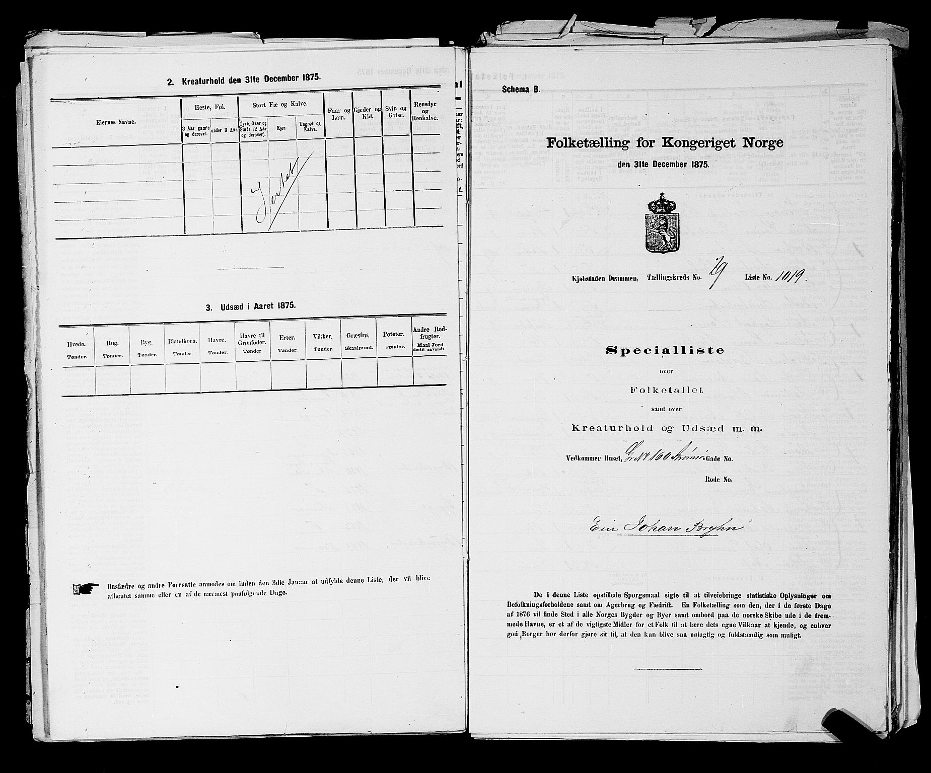 SAKO, Folketelling 1875 for 0602 Drammen kjøpstad, 1875, s. 2743