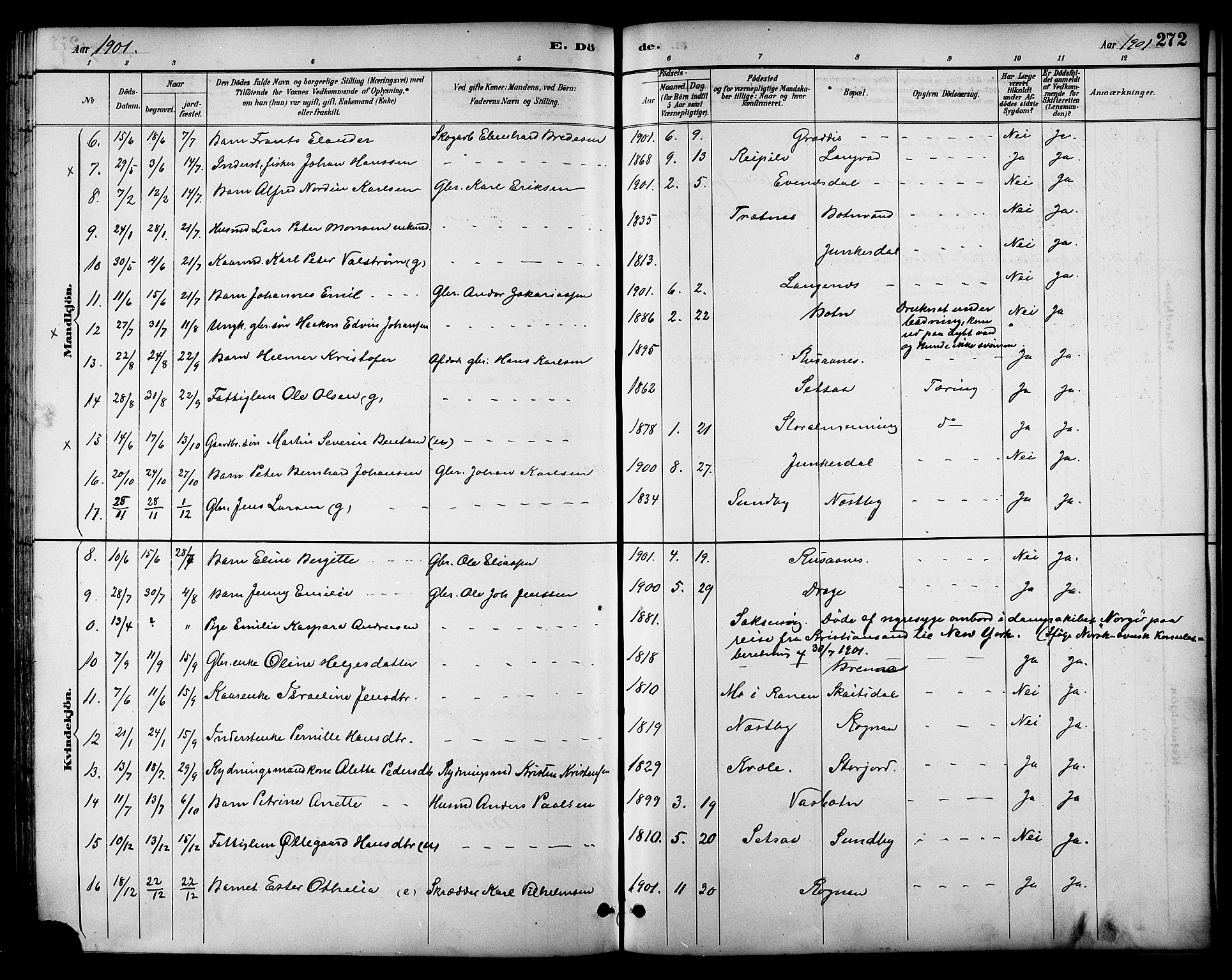 Ministerialprotokoller, klokkerbøker og fødselsregistre - Nordland, AV/SAT-A-1459/847/L0669: Ministerialbok nr. 847A09, 1887-1901, s. 272