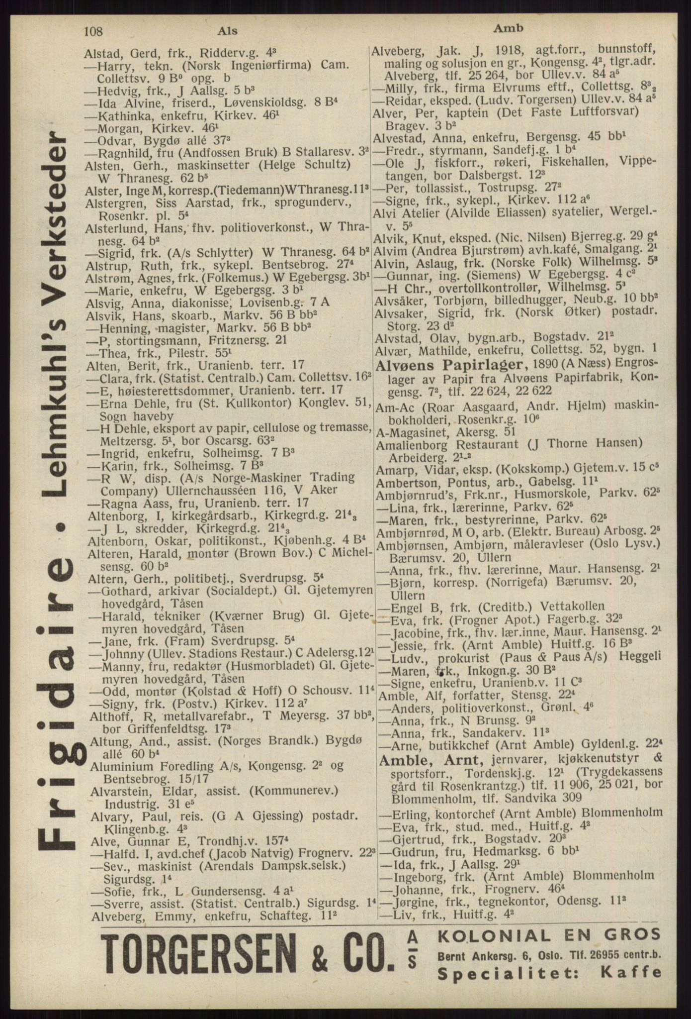 Kristiania/Oslo adressebok, PUBL/-, 1939, s. 108
