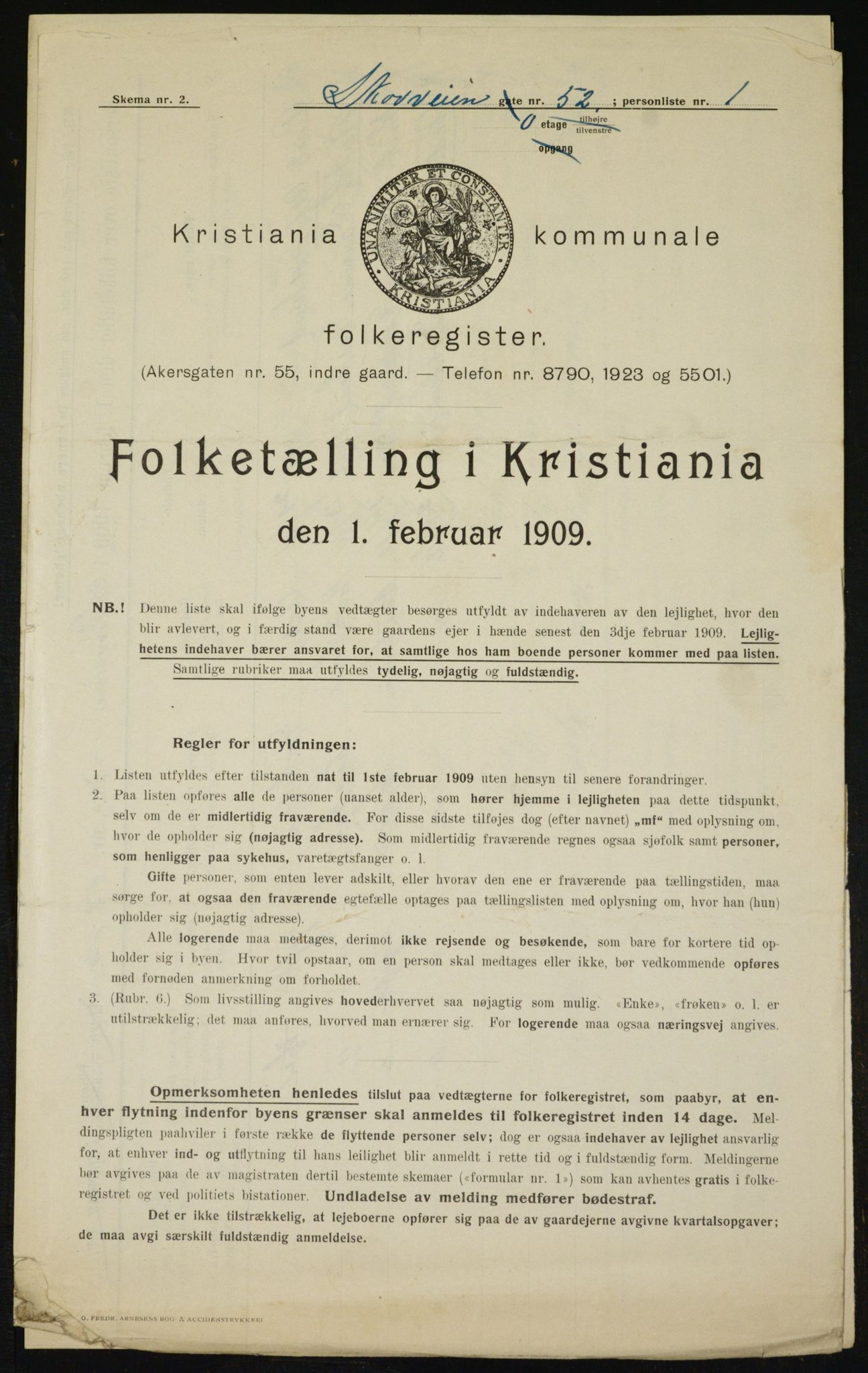OBA, Kommunal folketelling 1.2.1909 for Kristiania kjøpstad, 1909, s. 87901