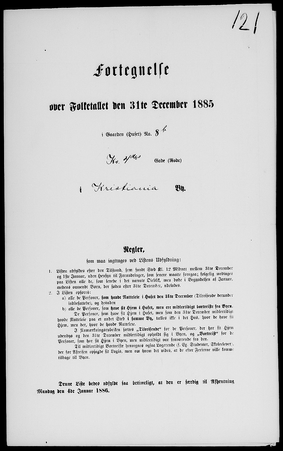 RA, Folketelling 1885 for 0301 Kristiania kjøpstad, 1885, s. 1848