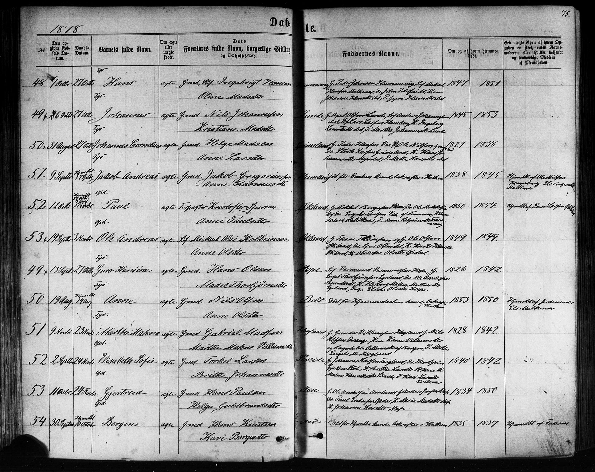 Tysnes sokneprestembete, AV/SAB-A-78601/H/Haa: Ministerialbok nr. A 12, 1872-1886, s. 75