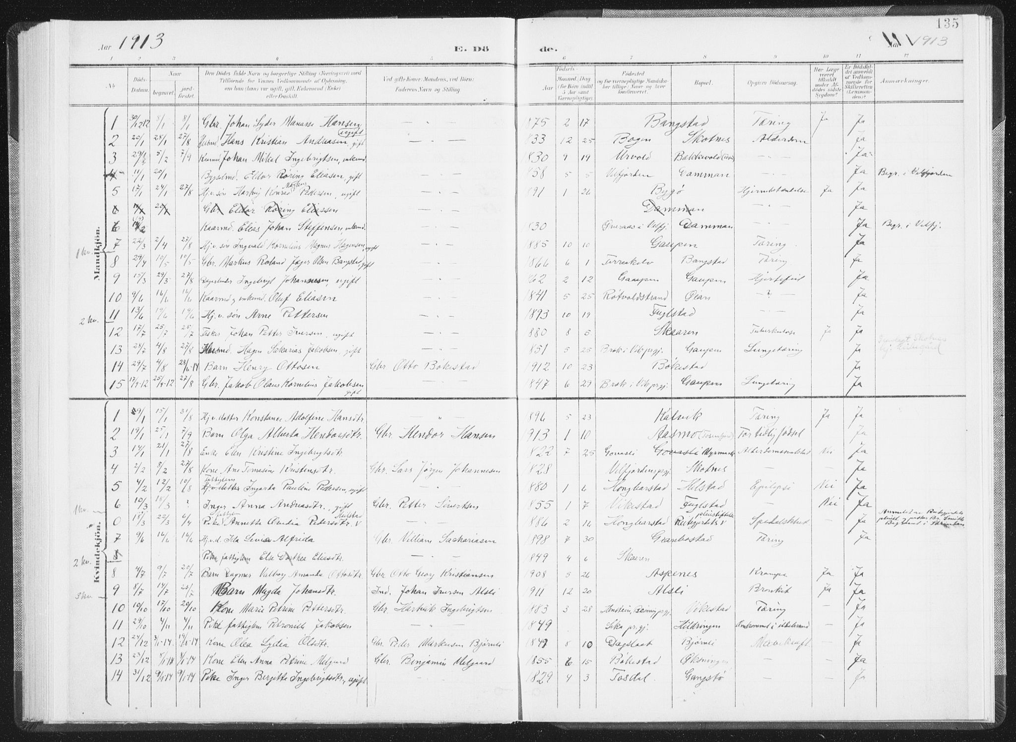 Ministerialprotokoller, klokkerbøker og fødselsregistre - Nordland, SAT/A-1459/810/L0153: Ministerialbok nr. 810A12, 1899-1914, s. 135
