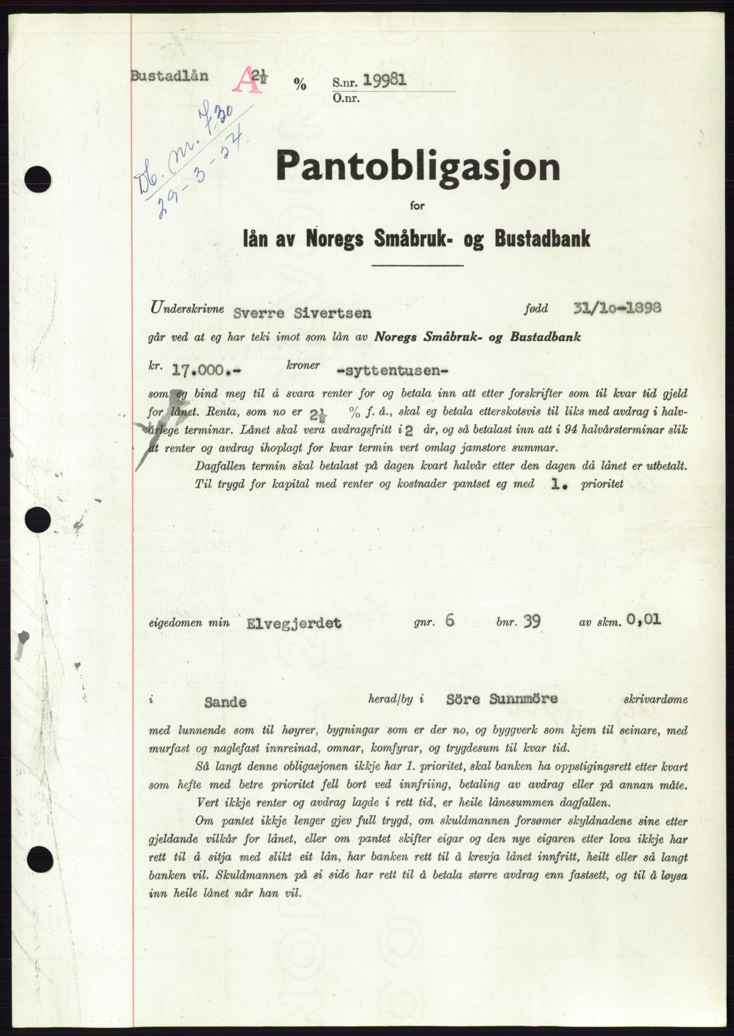 Søre Sunnmøre sorenskriveri, SAT/A-4122/1/2/2C/L0124: Pantebok nr. 12B, 1953-1954, Dagboknr: 730/1954