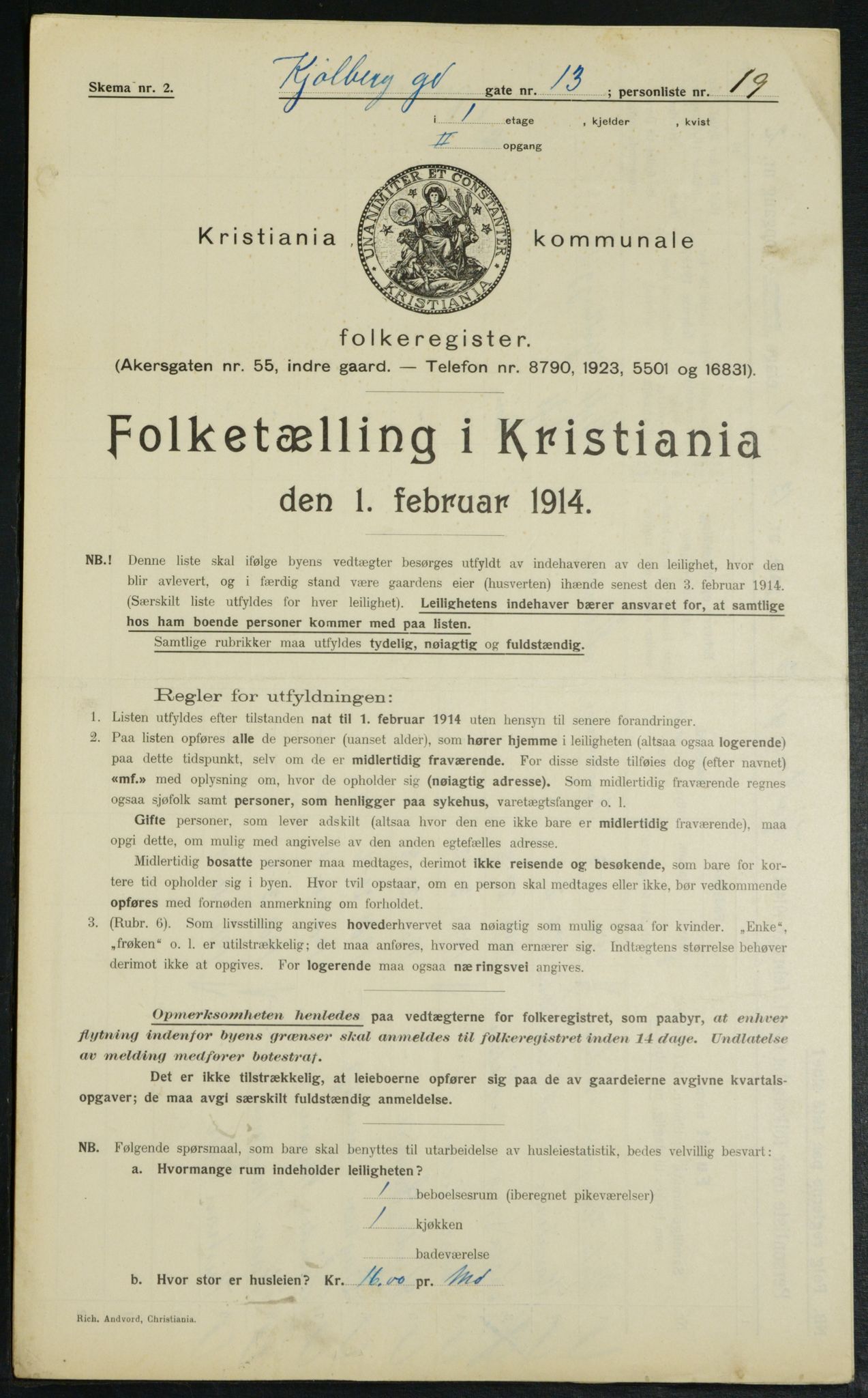 OBA, Kommunal folketelling 1.2.1914 for Kristiania, 1914, s. 51485