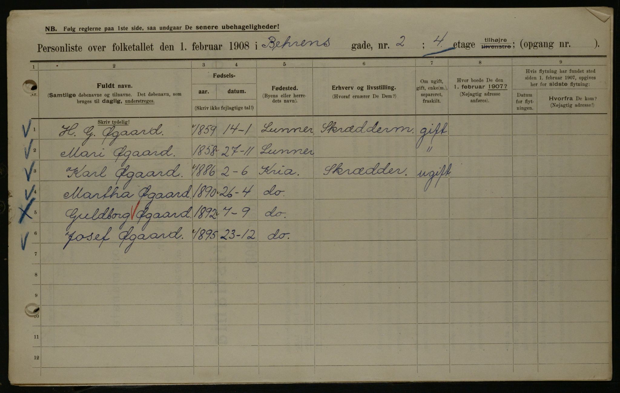 OBA, Kommunal folketelling 1.2.1908 for Kristiania kjøpstad, 1908, s. 3347