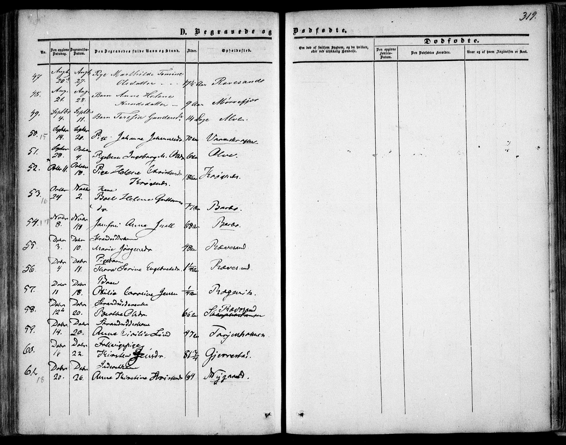Tromøy sokneprestkontor, AV/SAK-1111-0041/F/Fa/L0006: Ministerialbok nr. A 6, 1855-1863, s. 319